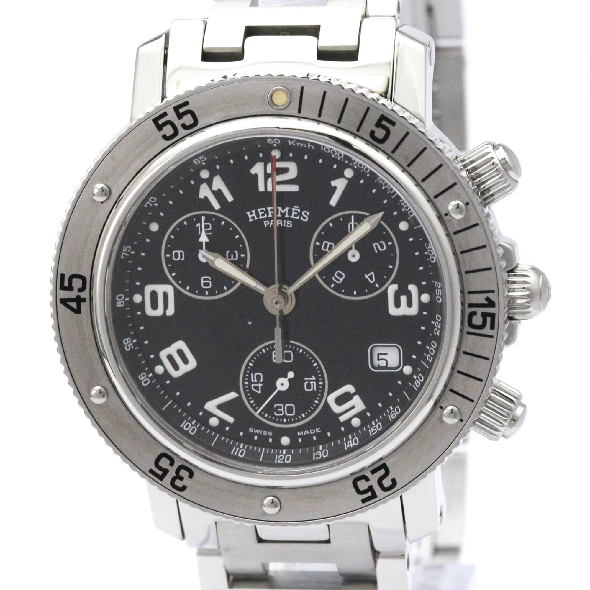 Y*n様 HERMES Clipper Chronograph CL2.910 HERMES Clipper Diver Chronograph Quartz Mens Watch CL2.910 Polished