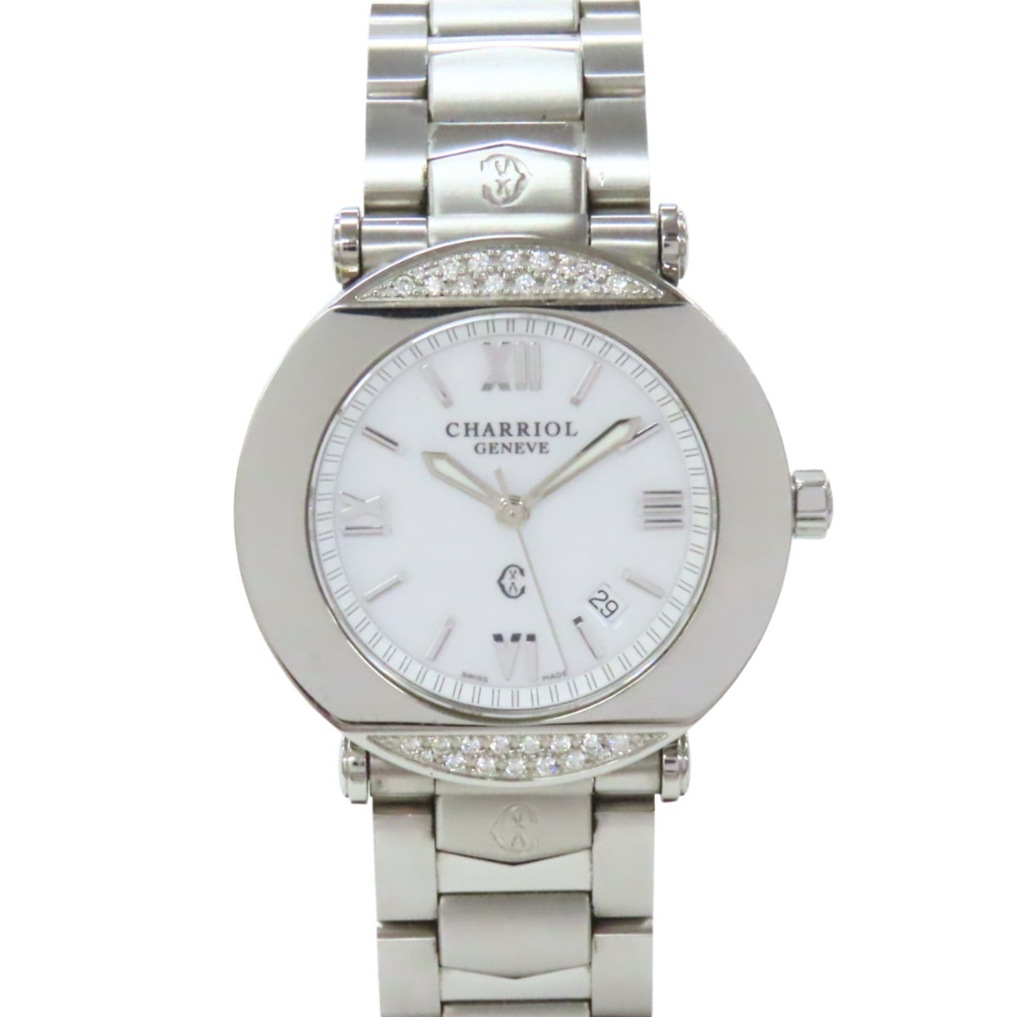 CHARRIOL Columbus CCR38D Stainless Steel Diamond Silver White Dial