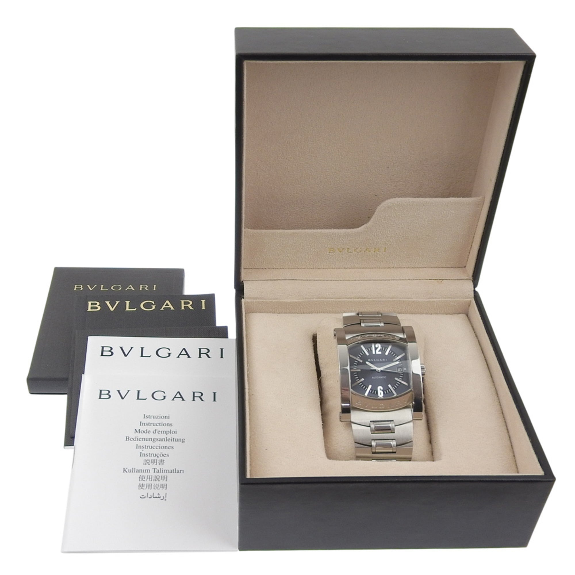 Montre Bulgari BVLGARI Assioma AA48S en acier inoxydable, argentéeAutomatique, cadran Noir pour homme