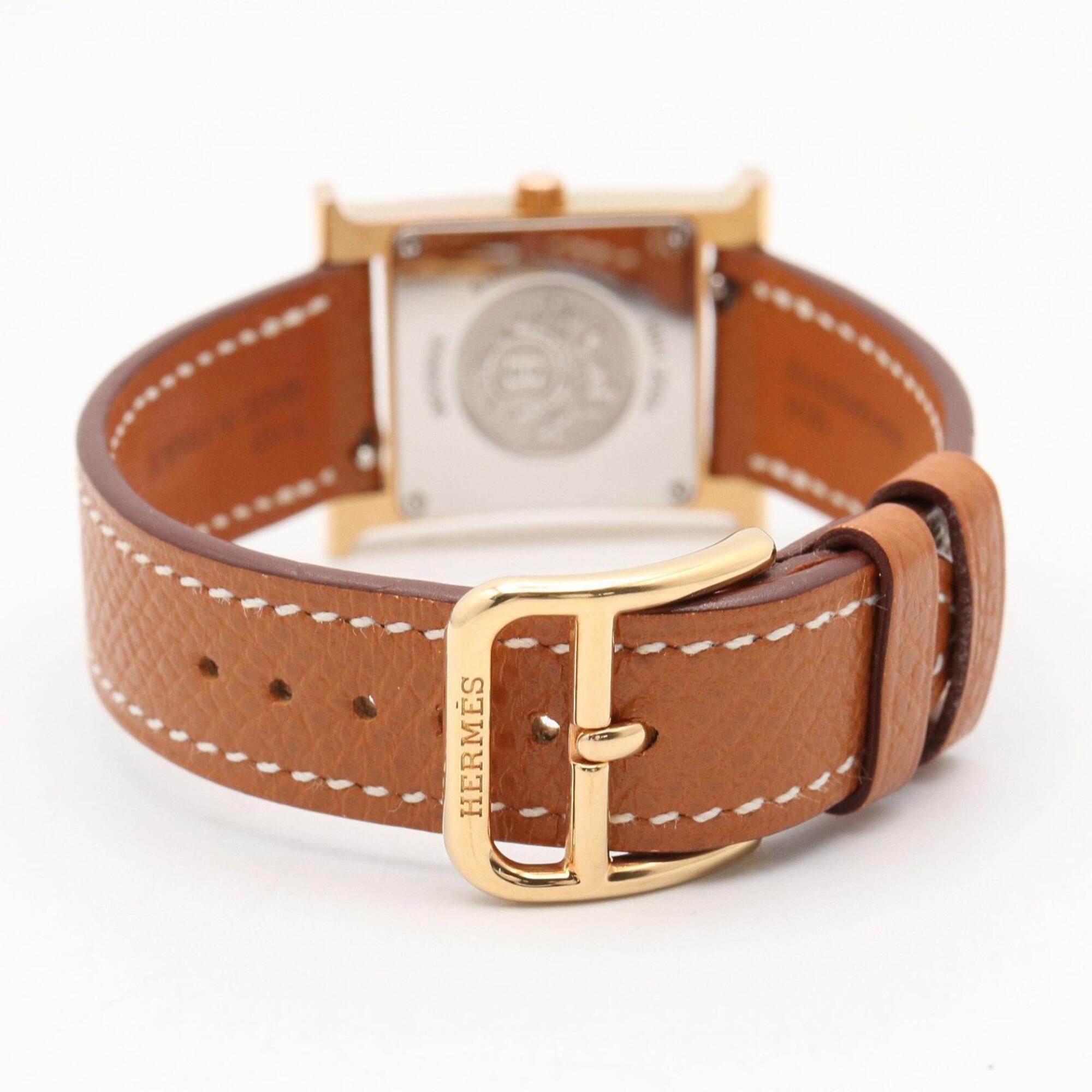 Hermes H- White Shell HH1.202c horloge met witte wijzerplaat, 21 mm