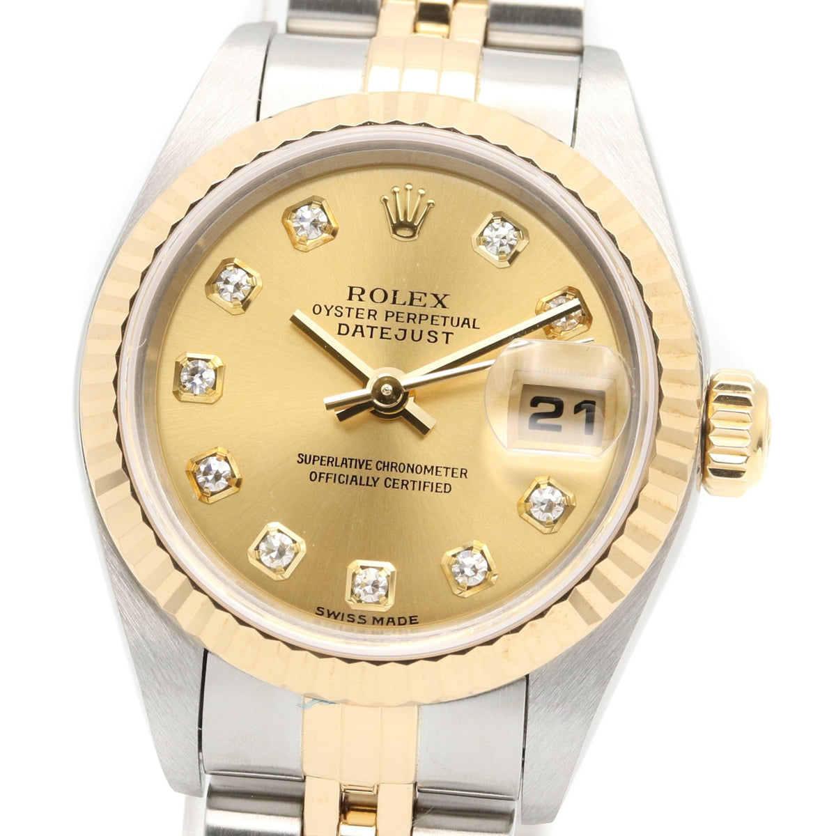 Rolex Datejust 10P Diamond 79173G Champagner, goldenes Zifferblatt, 26 mm Uhr