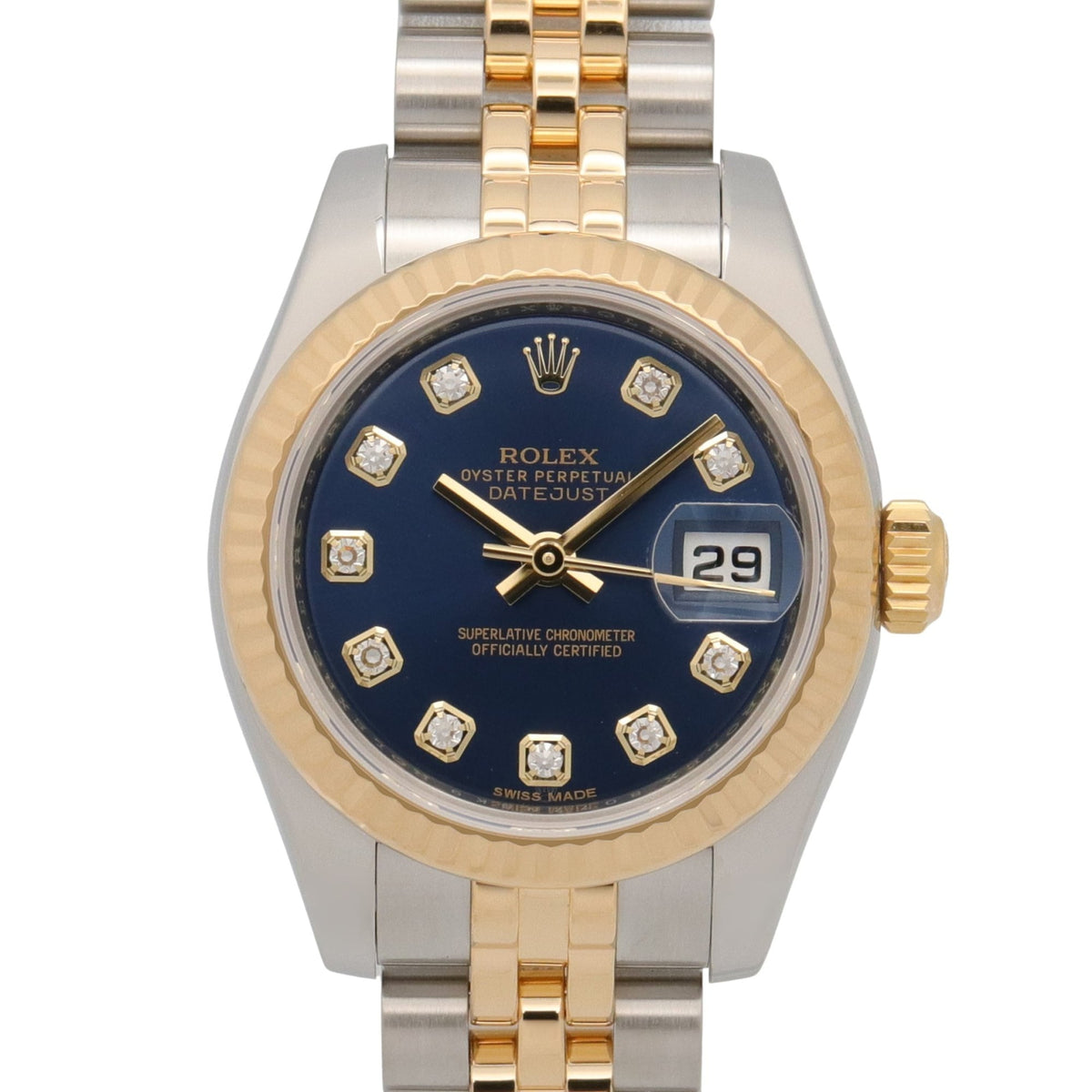 Rolex Datejust 10P Diamond 179173G Blue Dial 26mm Watch