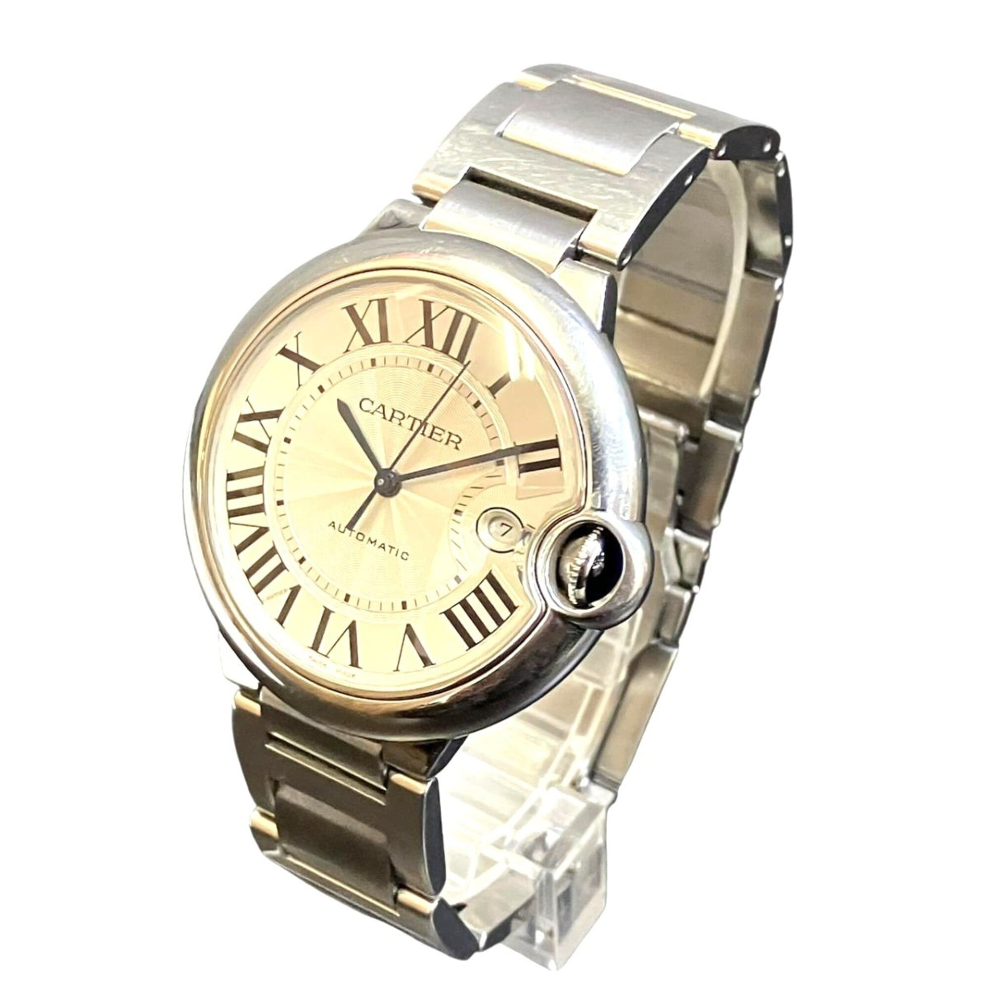 Cartier Ballon Bleu de wristwatch, total weight 145.8g, stainless steel, automatic movement, silver dial, WSBB0049
