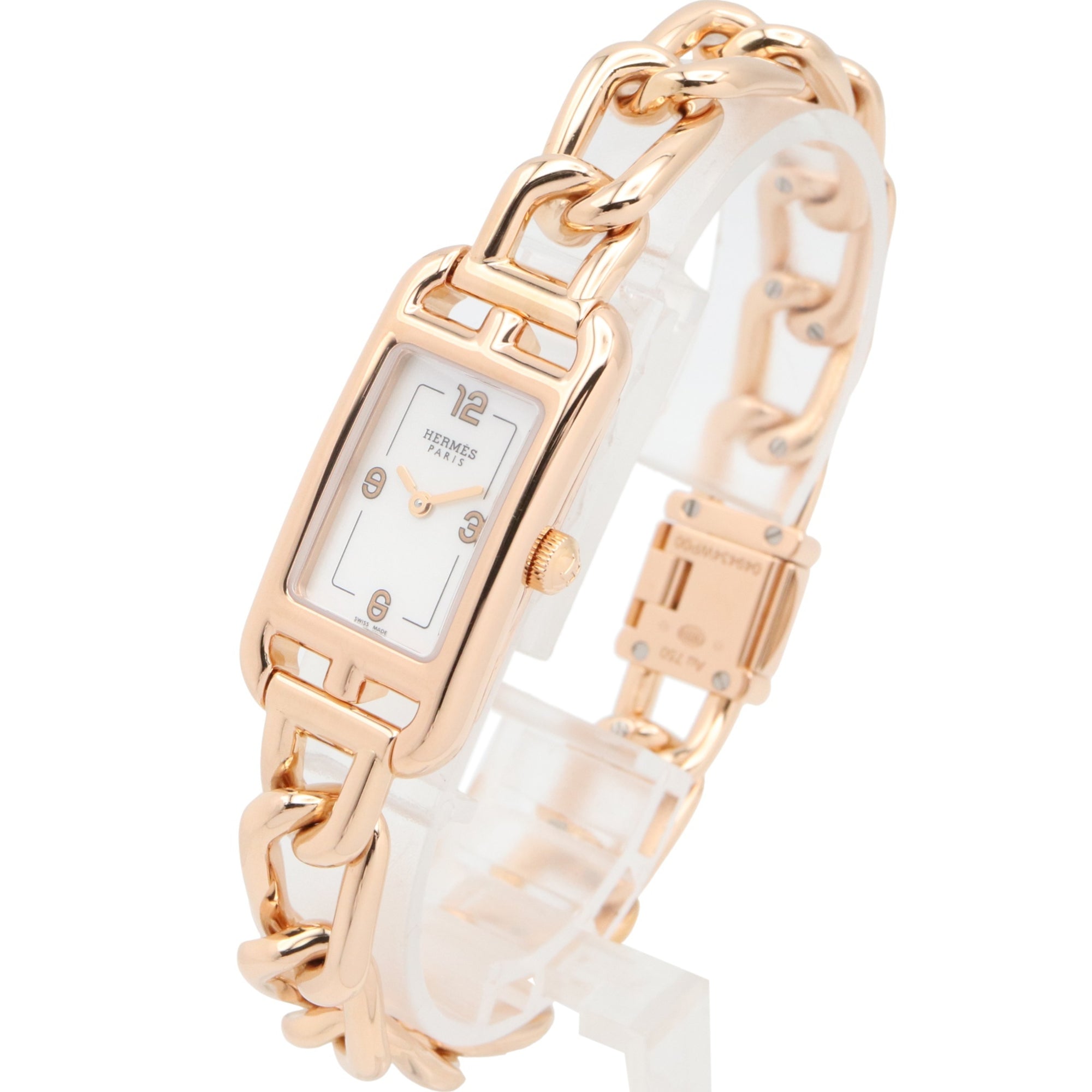 Hermes Nantucket PM 29mm 18K Pink Gold (PG) Wo White/White Shell NA2.170