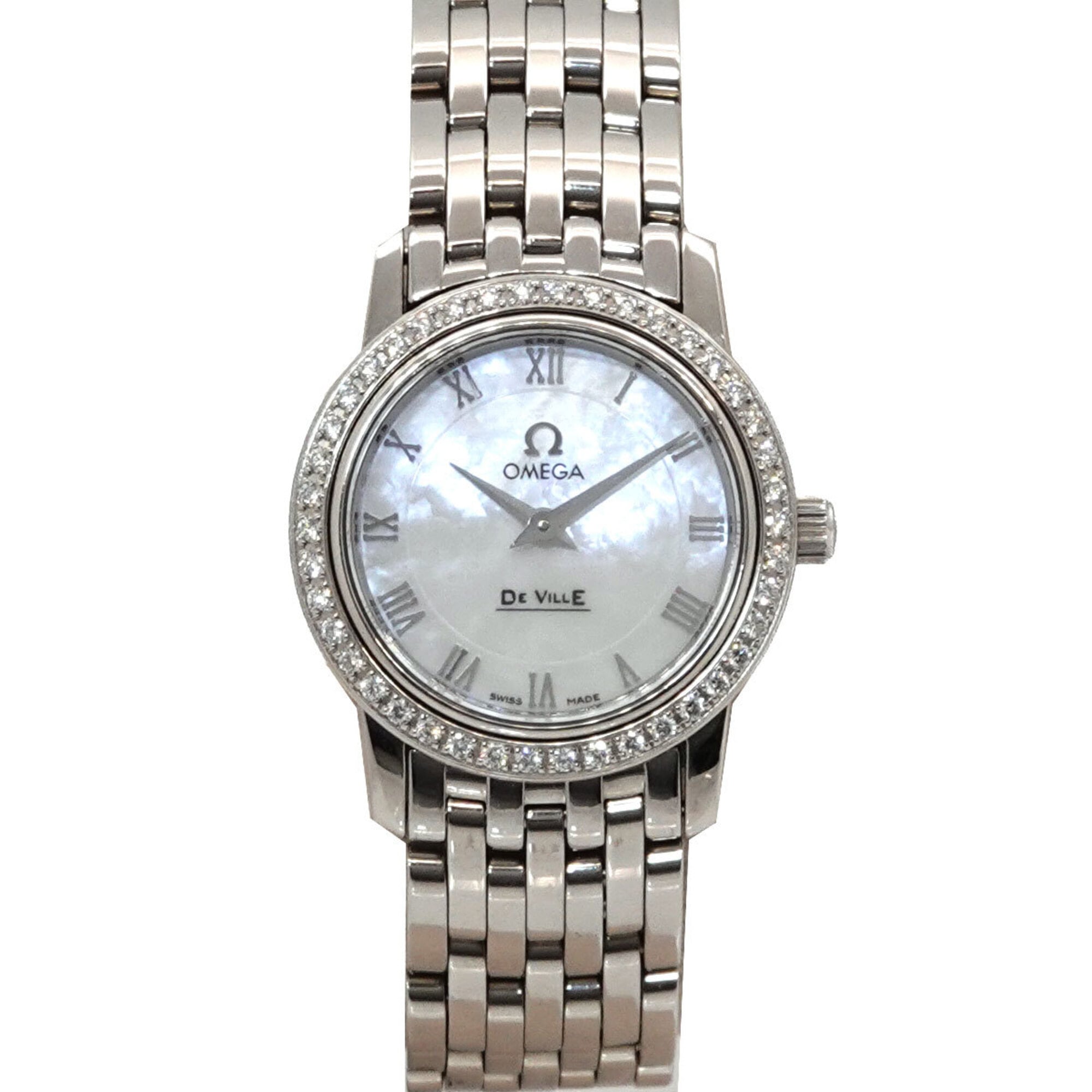 Omega De Ville 4575 71 Ladies' Watch, Diamond Bezel, White Shell, Quartz Watch
