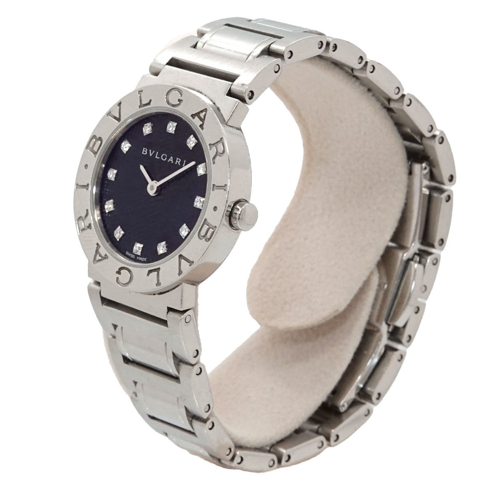 BVLGARI BB26SS Women's Watch 12P Diamond Black Quartz
