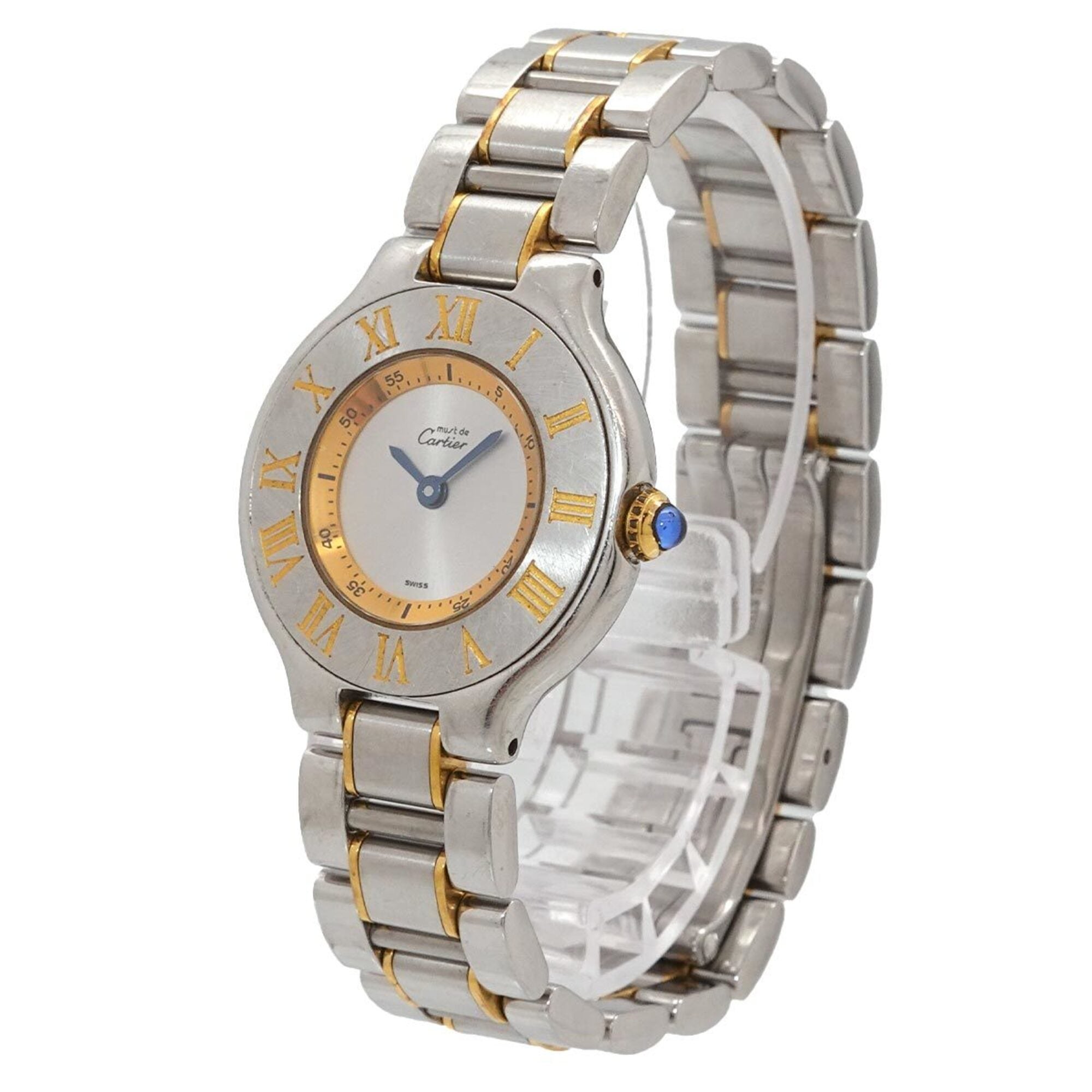 Cartier Must 21 Vingt-et-un Two-Tone W10073R6 Women's Watch Silver Quartz