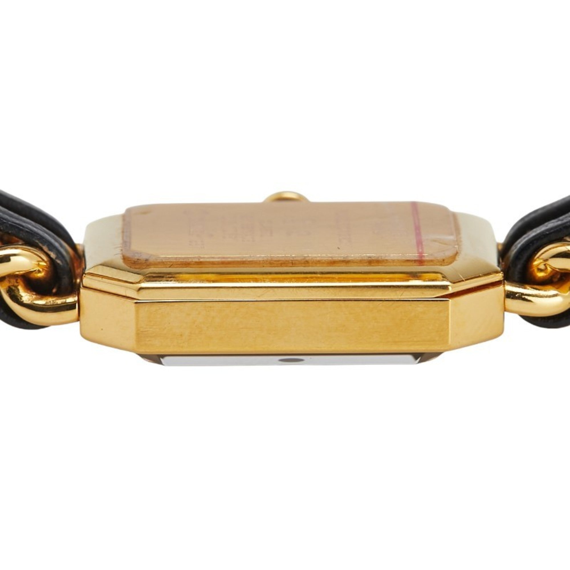 CHANEL Premiere M Quarz-Damenuhr mit Schwarz Zifferblatt und beschichtetem Lederarmband