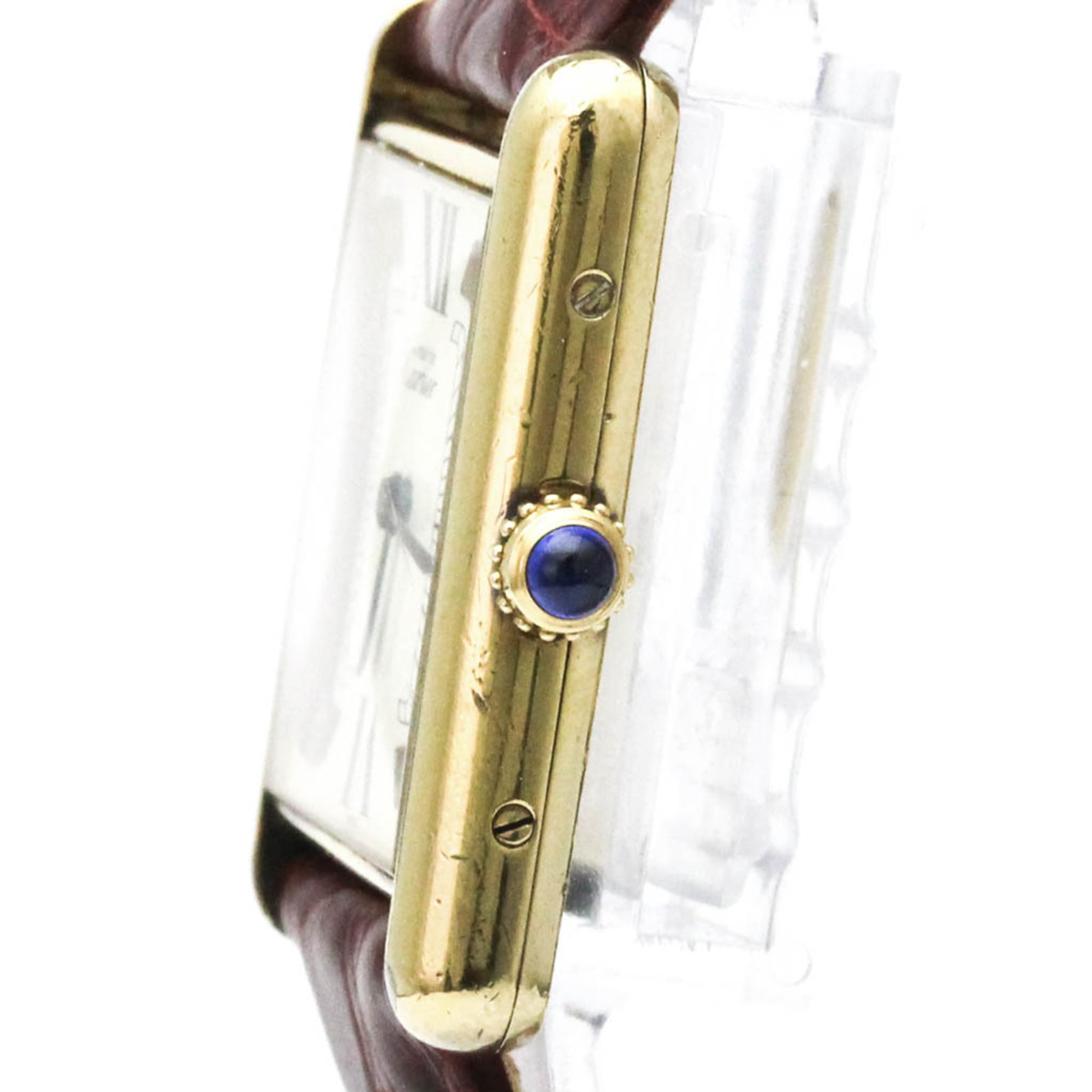 CARTIER Tank Vermeil verguld leren quartz herenhorloge 590005