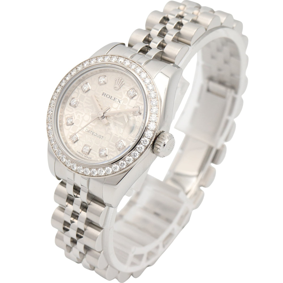 Rolex Datejust Diamond Bezel 10P 179384G Silver Dial 26mm Watch