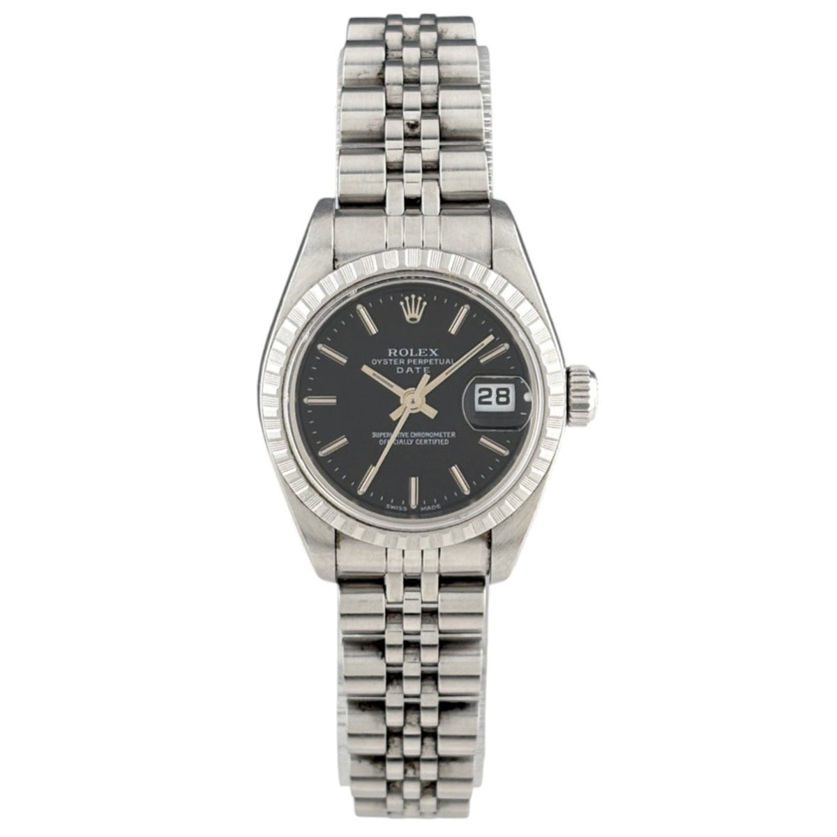 Rolex Oyster Perpetual Date 79240 met zwarte wijzerplaat, 26 mm