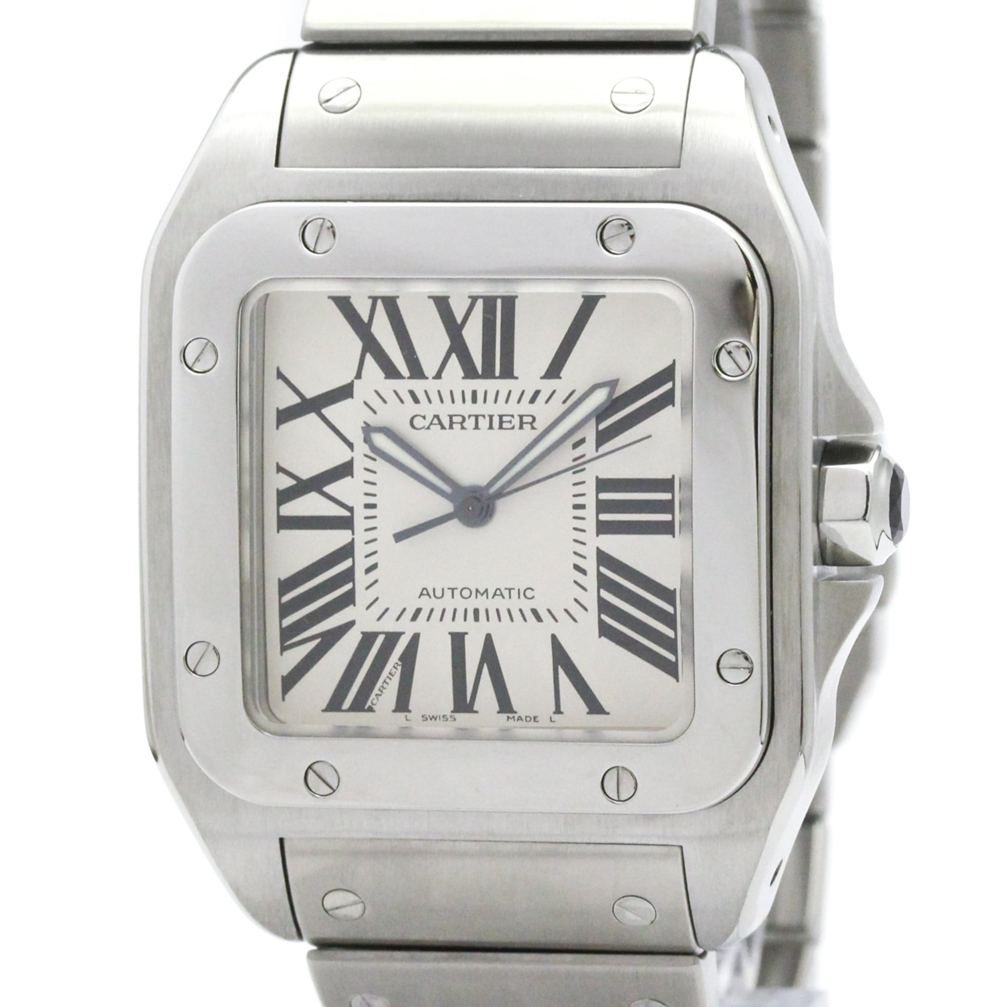 Montre Cartier Santos 100 W200737G, cadran argenté, 41 mm