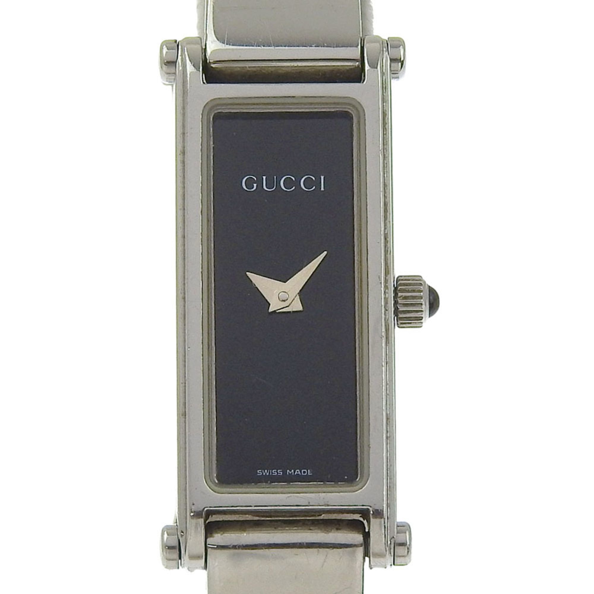 Gucci 1500L Stainless Steel Quartz Analog Watch with Black Dial for Women
