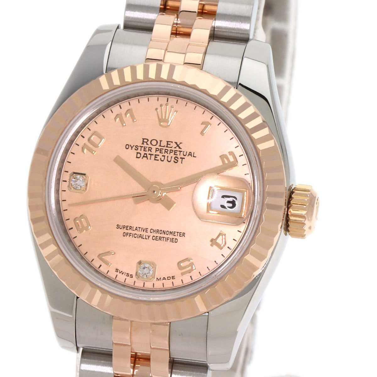 Rolex 179171N2BR Datejust 2P Diamond Gold Dust Uhr aus Edelstahl SSxK18PG Everose für Damen ROLEX