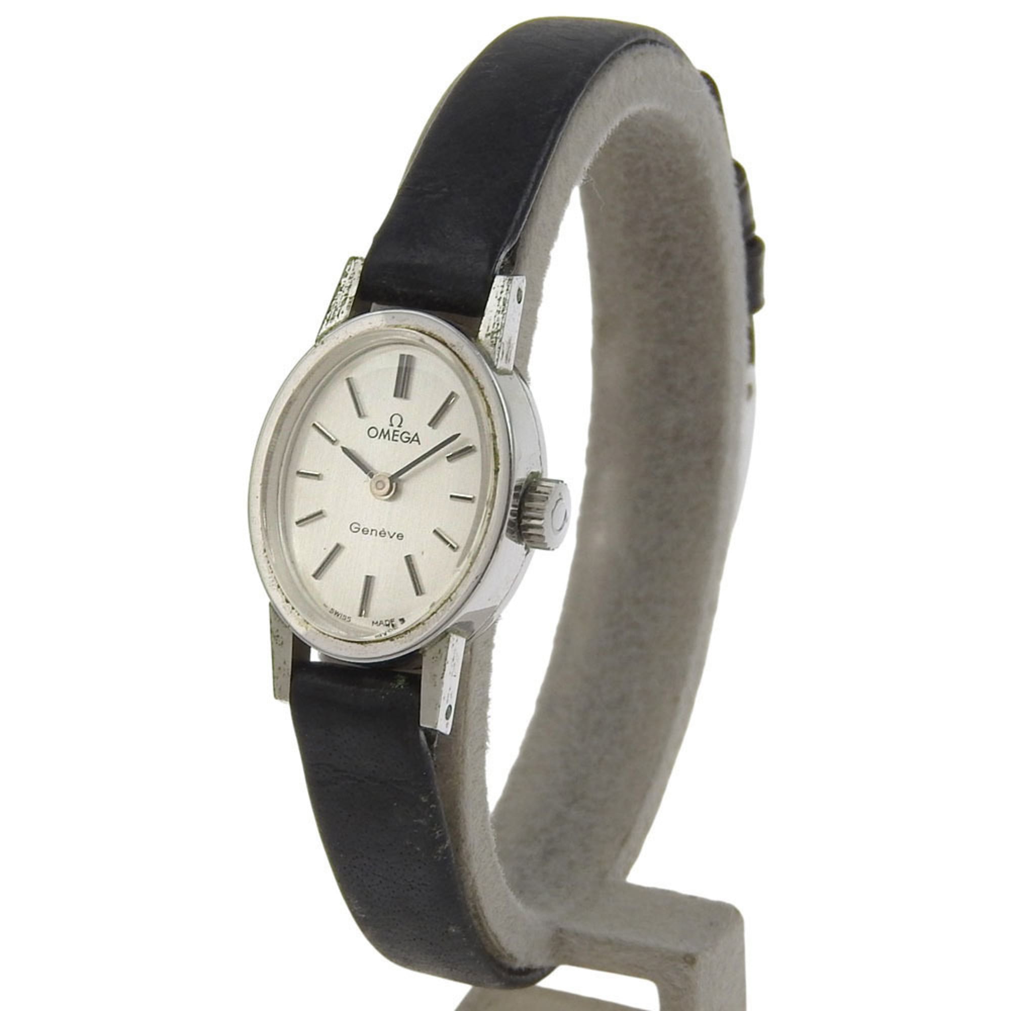 OMEGA Geneva Women's Watch, Caliber 485, Stainless Steel, Manual Winding, Analog Display, Silver Dial