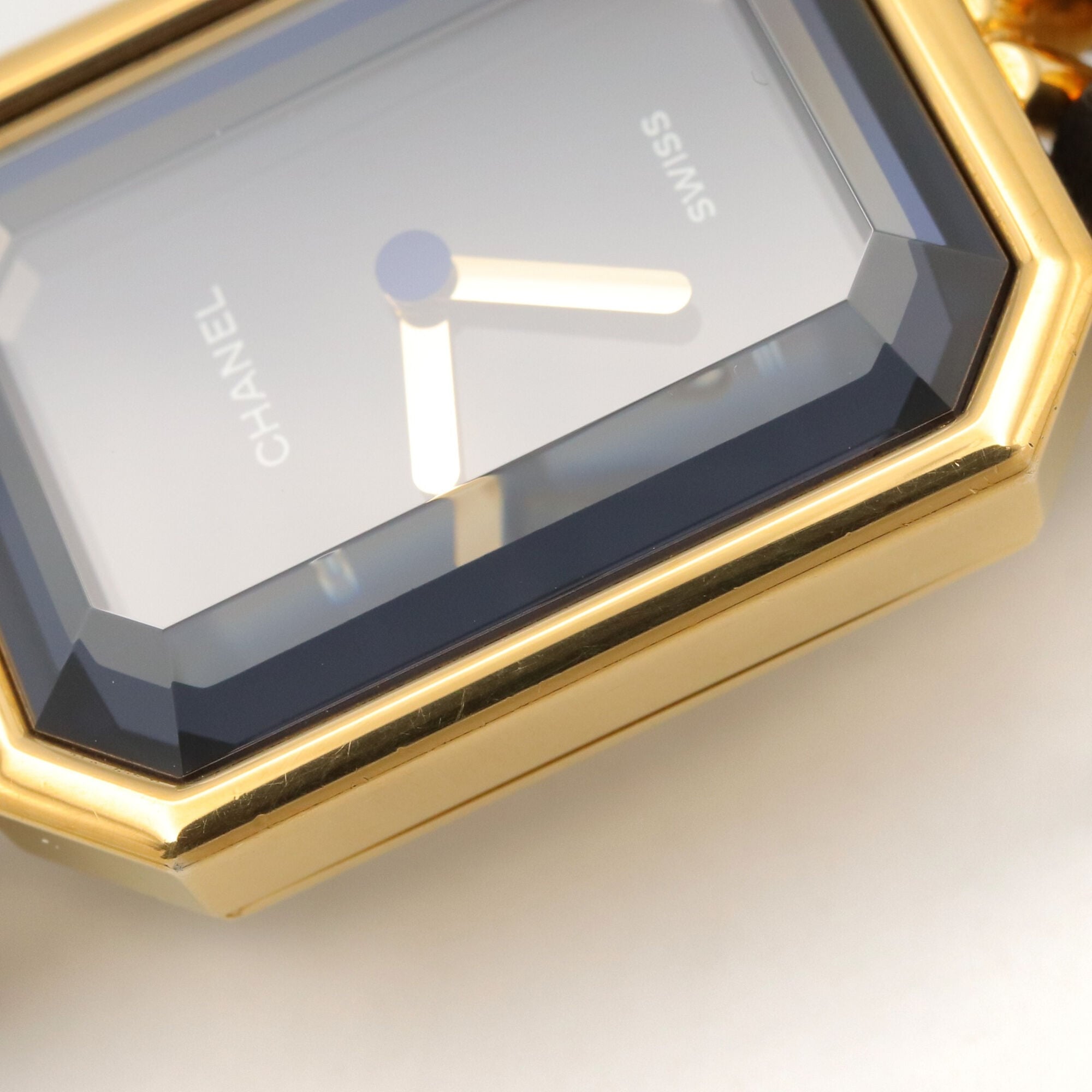 Chanel CHANEL Première M-horloge, verguld leer, dames, zwart, H0001