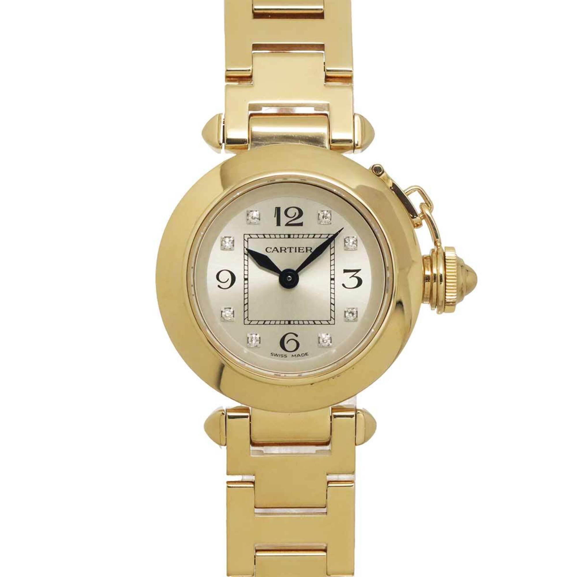 Cartier Miss Pasha WJ124015 Ladies' 8 Diamonds Silver 18K Yellow Gold Solid Quartz