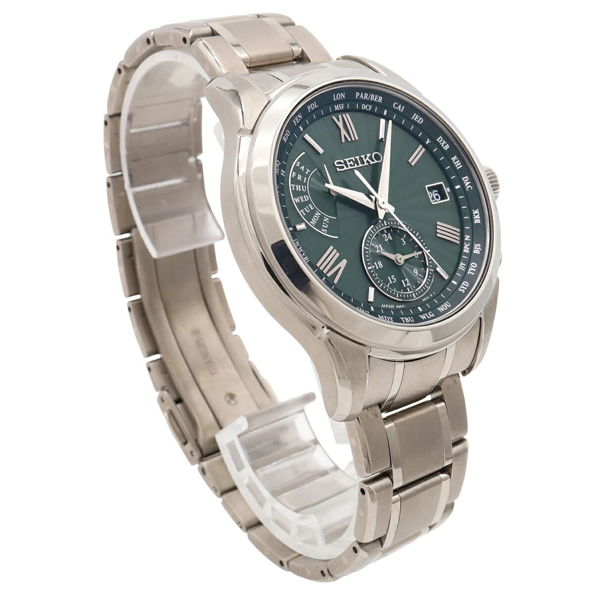 Montre Seiko Brightz World Time Date SAGA307 Vert cadran 42 mm