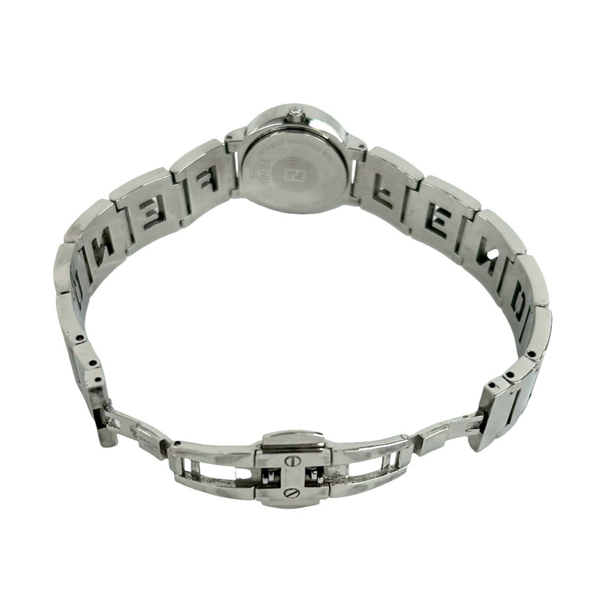 FENDI 3050L Logo Stainless Steel Quartz Wrist Silver 31132