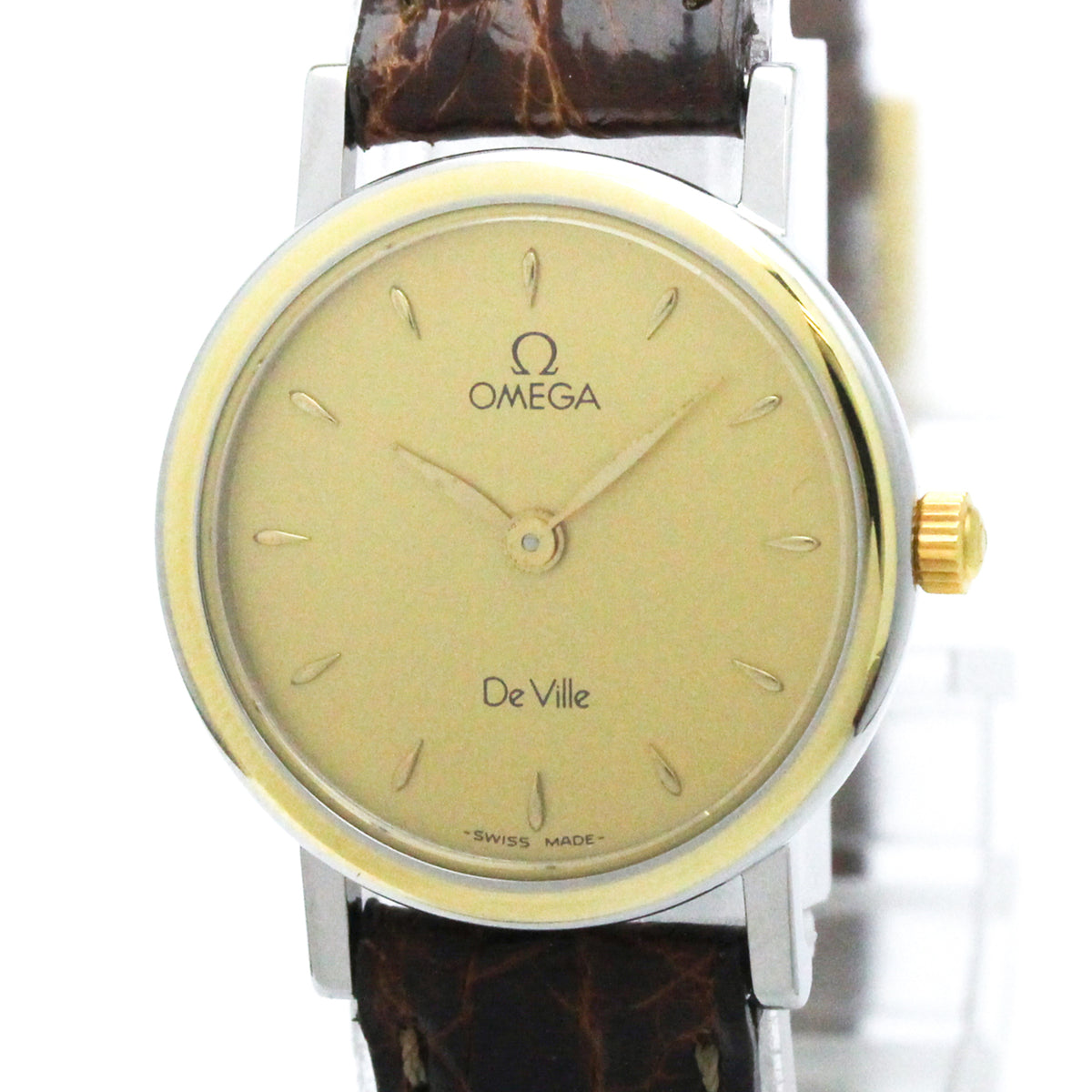 Omega De Ville 595.1111 horloge met gouden wijzerplaat, 23 mm