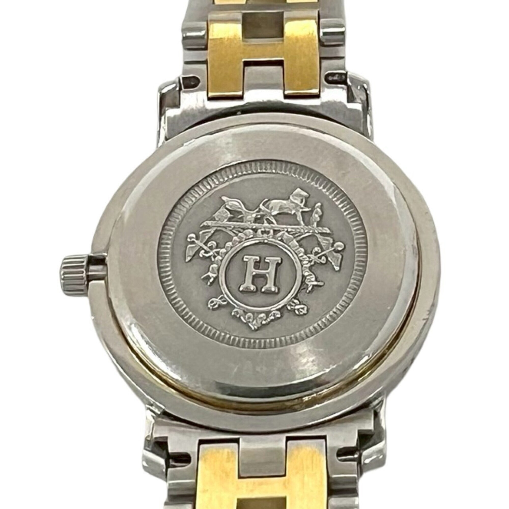 HERMES Clipper Stainless Steel GP Quartz Wrist Silver/Gold 23912
