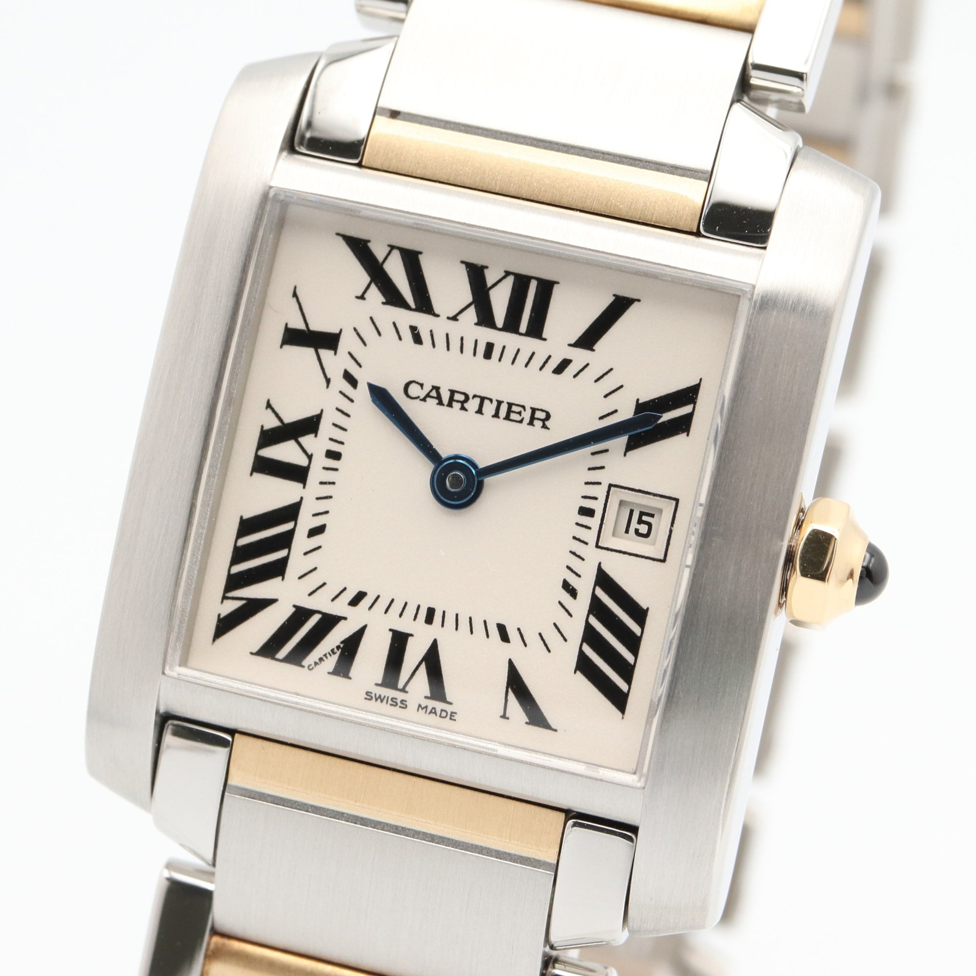 Cartier Tank Française MM W51012Q4 horloge met zilveren wijzerplaat, 25 mm