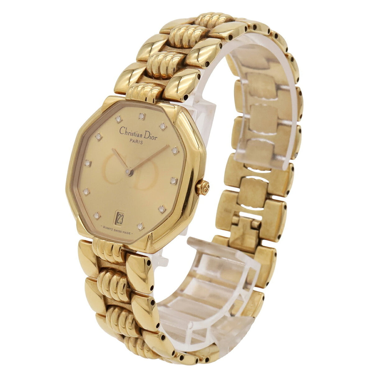 Christian Dior Octagon D45.154 horloge met gouden wijzerplaat, 32 mm