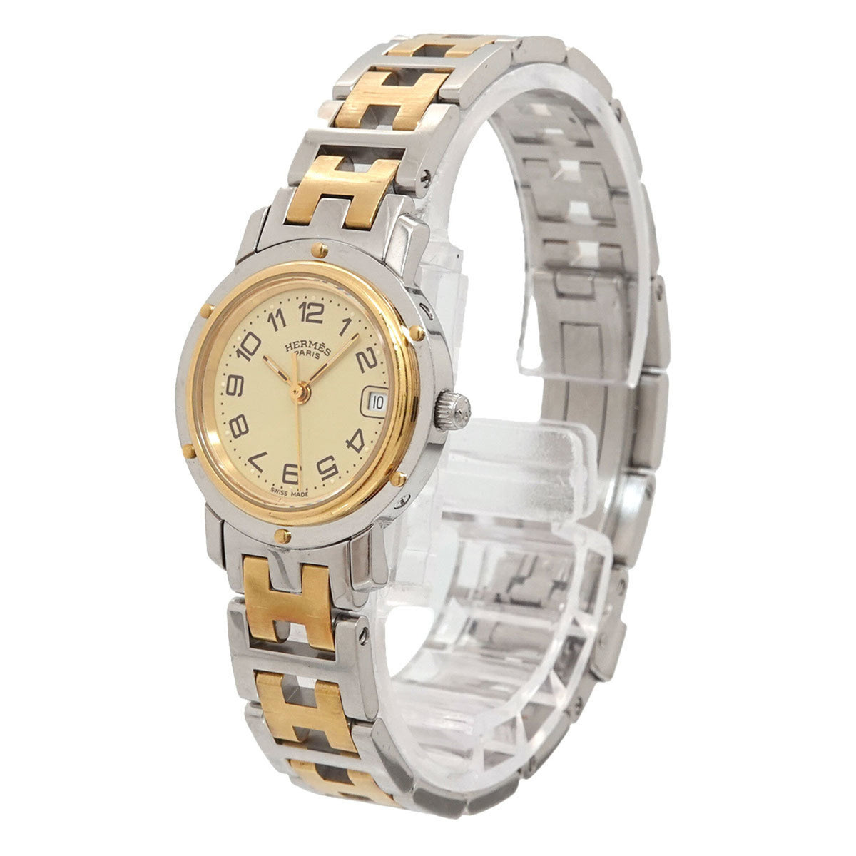 Hermes CL4 220 horloge met ivoorkleurige wijzerplaat, 24 mm