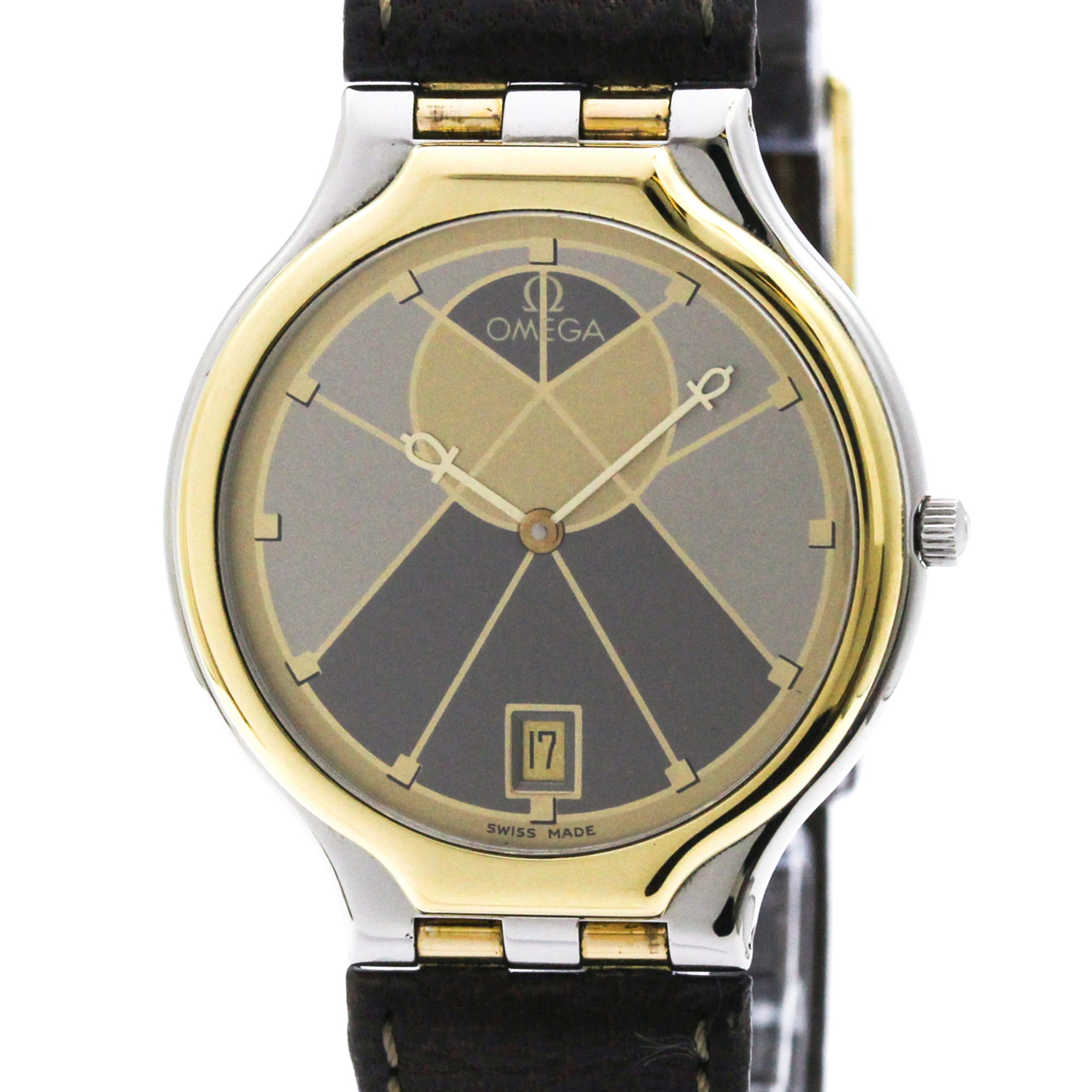 OMEGA De Ville Symbol K18 Gold Steel Quartz Mens Watch 196.0316 Polish