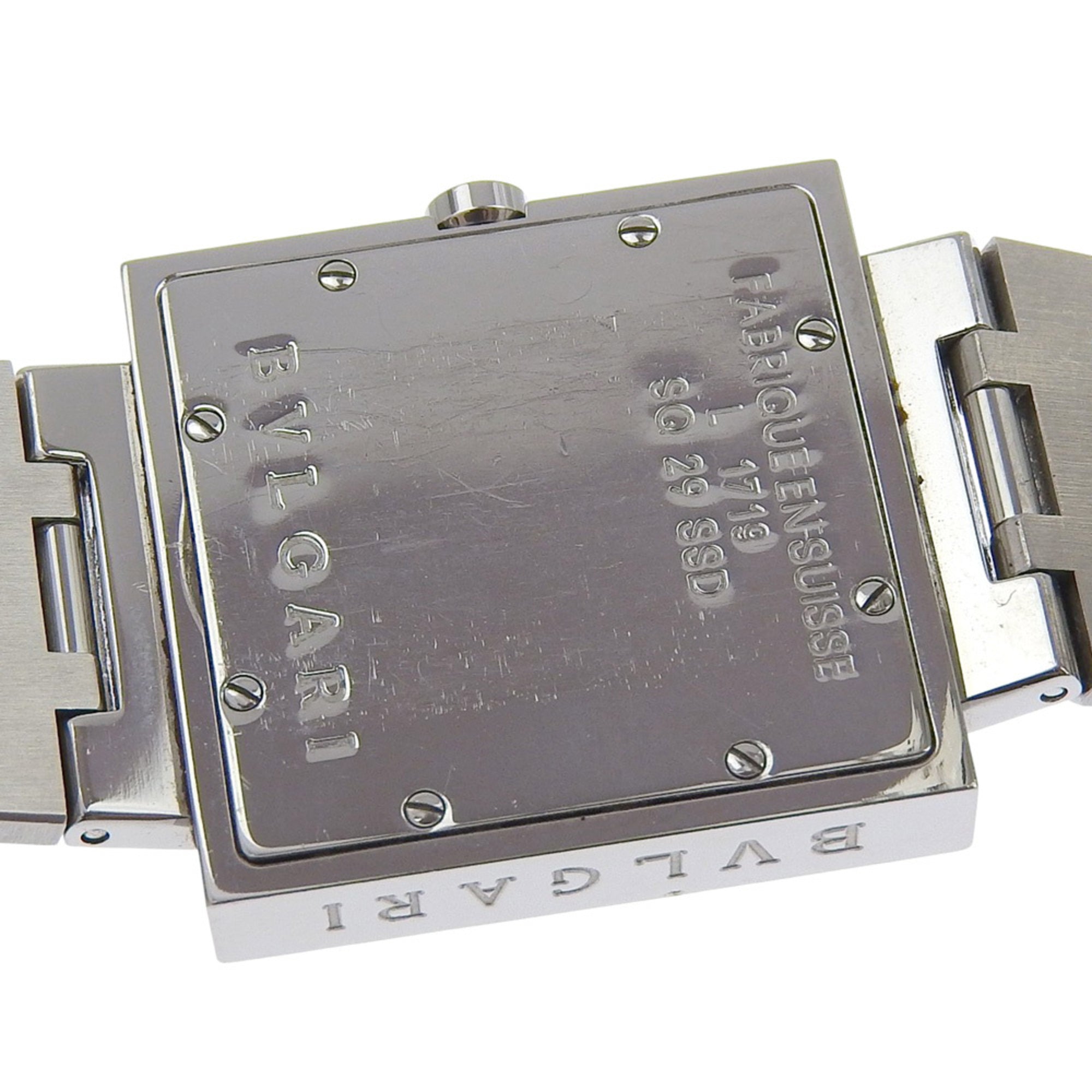 BVLGARI Quadrado-horloge SQ29SSD, roestvrij staal, quartz, analoog display, zwarte wijzerplaat, unisex