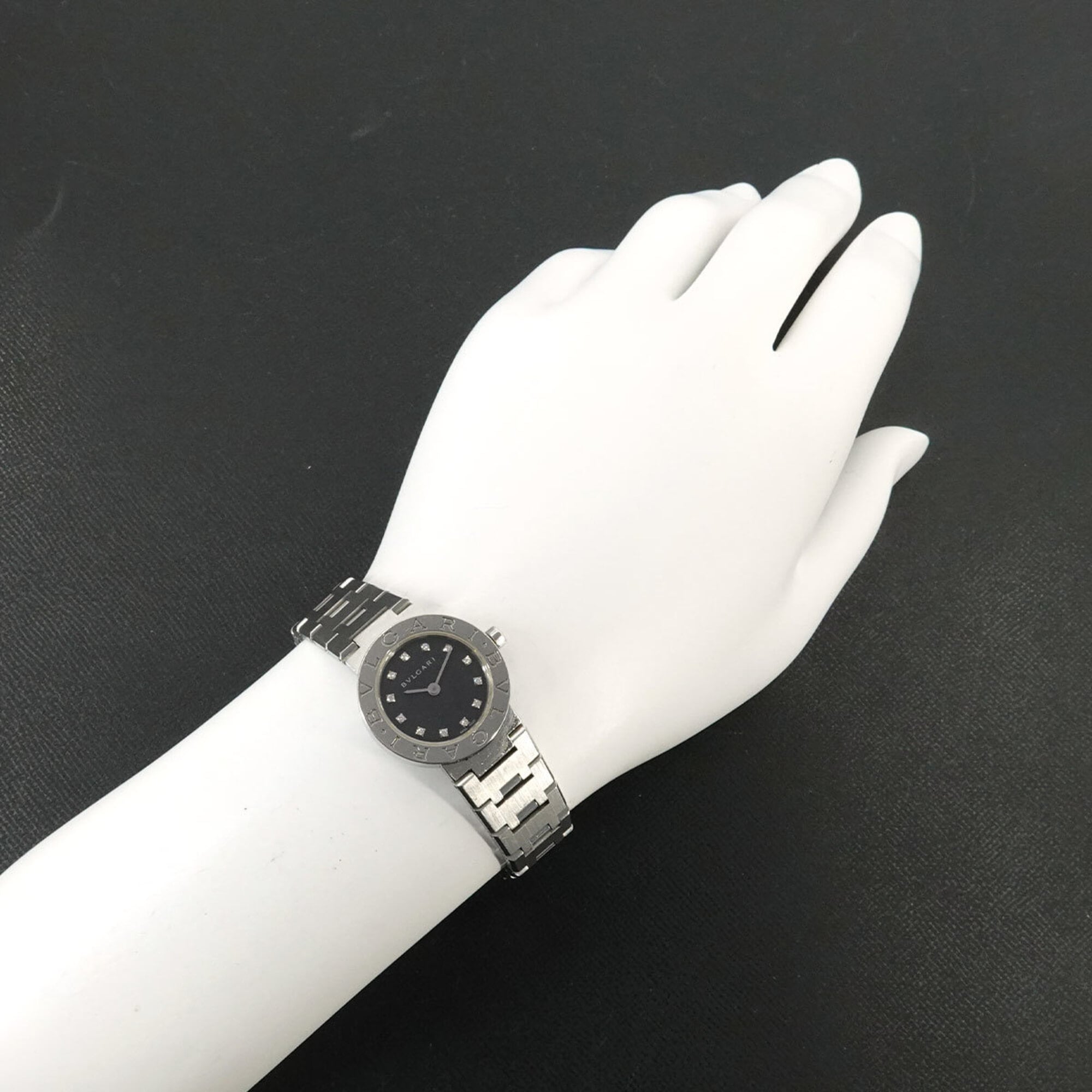 BVLGARI BB23SS dameshorloge met 12 diamanten, zilverkleurig, quartz