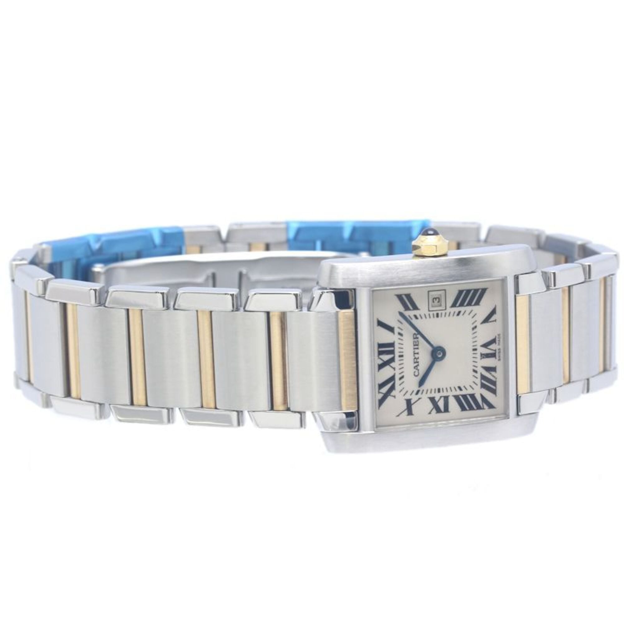 CARTIER Tank Française MM W51012Q4 Uhr, Jungengröße, 18 Karat Gelbgold x Edelstahl, 40380