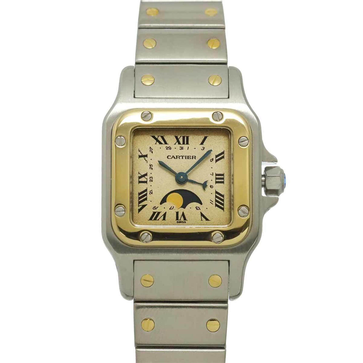 Cartier Santos Galbee SM Moon Phase W20008C4 Ivory Dial 24mm Watch