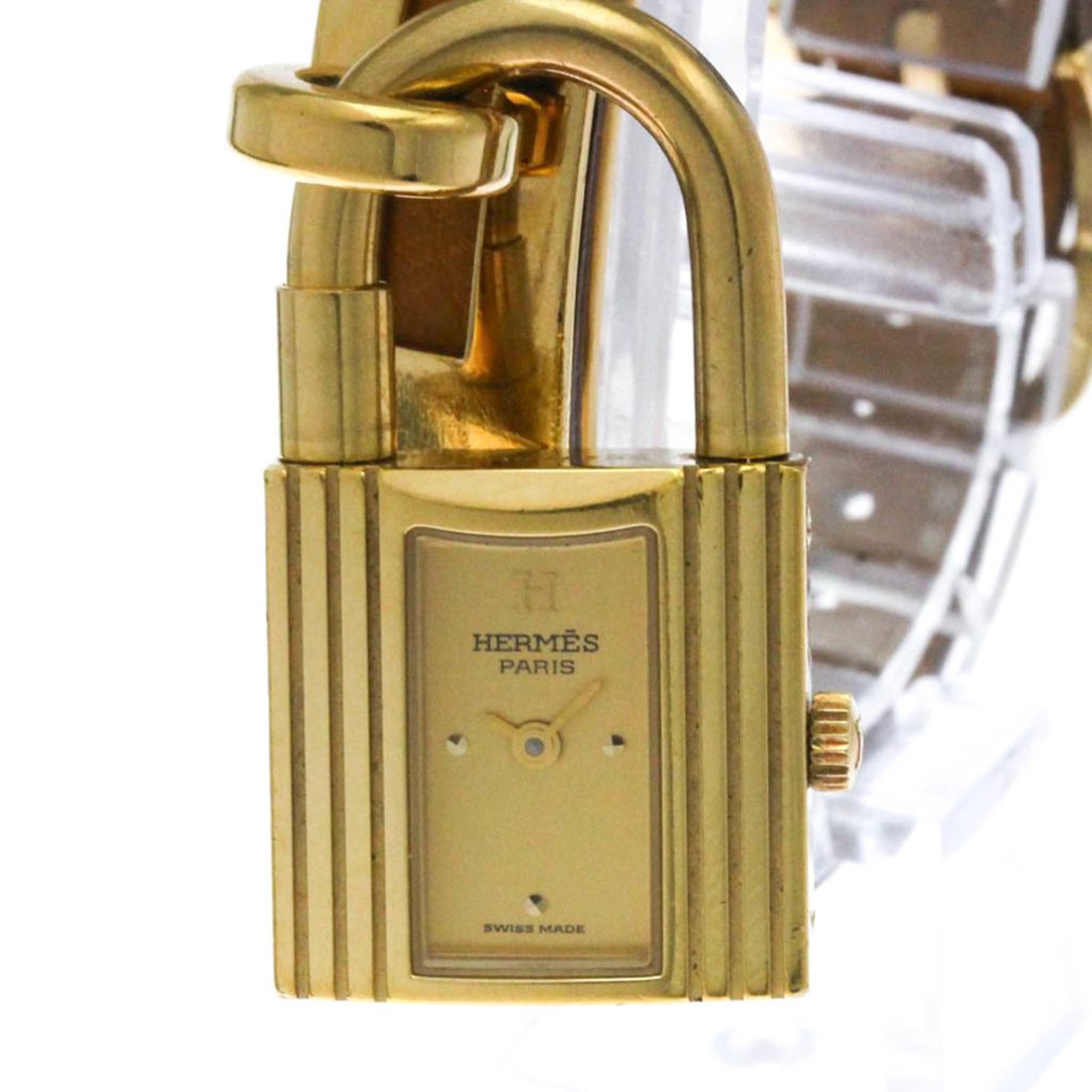 HERMES Kelly Watch Gold Plated Leather Quartz Ladies Watch