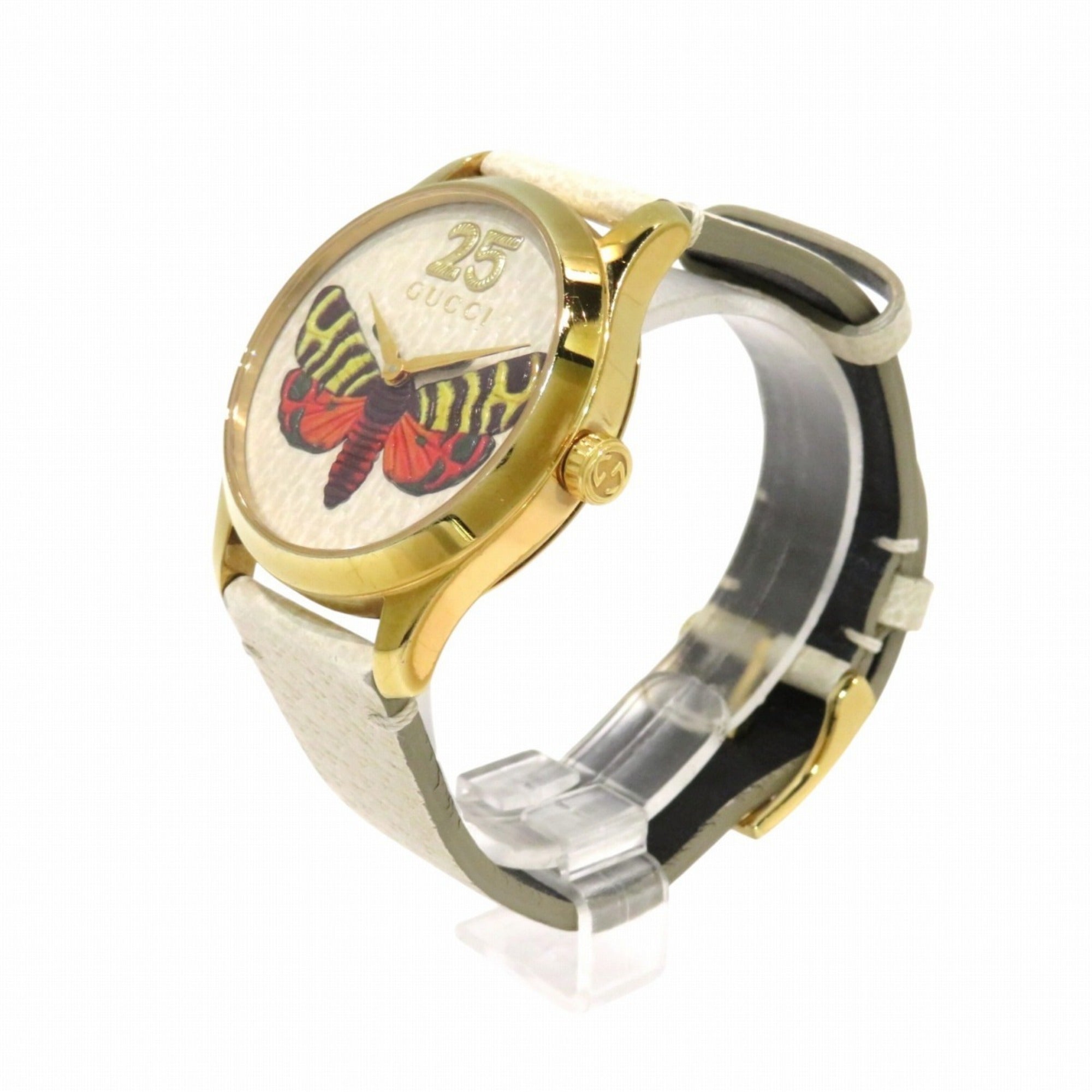 Gucci G-Timeless Watch, 49.5g, Genuine Leather, Quartz Movement, Ivory Dial, YA1264062