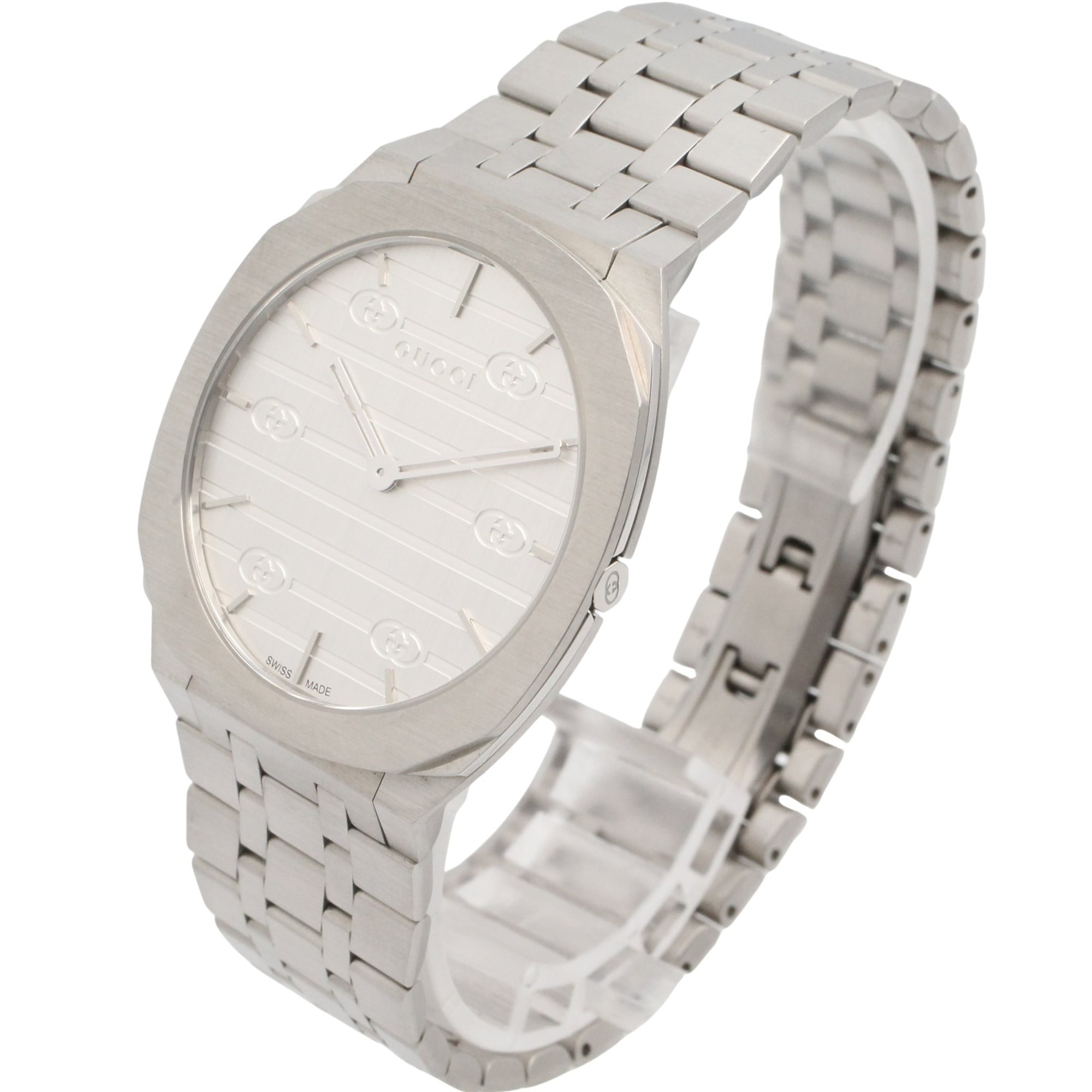 Gucci 25 H Boys YA163407 Silver Dial Stainless steel 34mm Watch