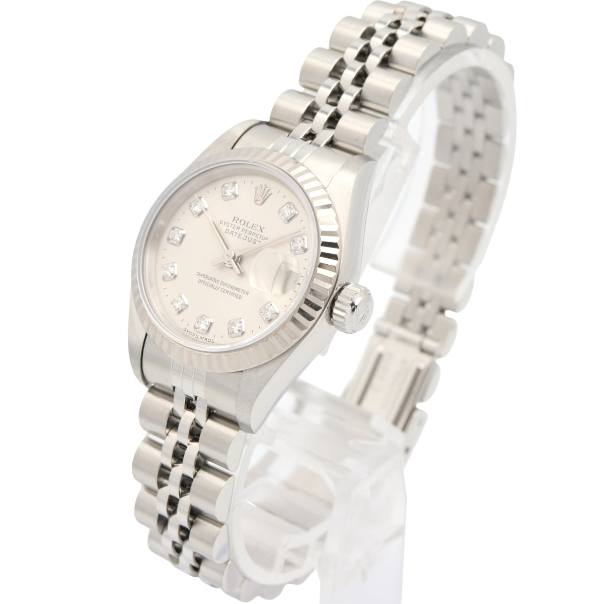 Rolex Datejust 10P Diamond 69174G Silver Dial 26mm Watch