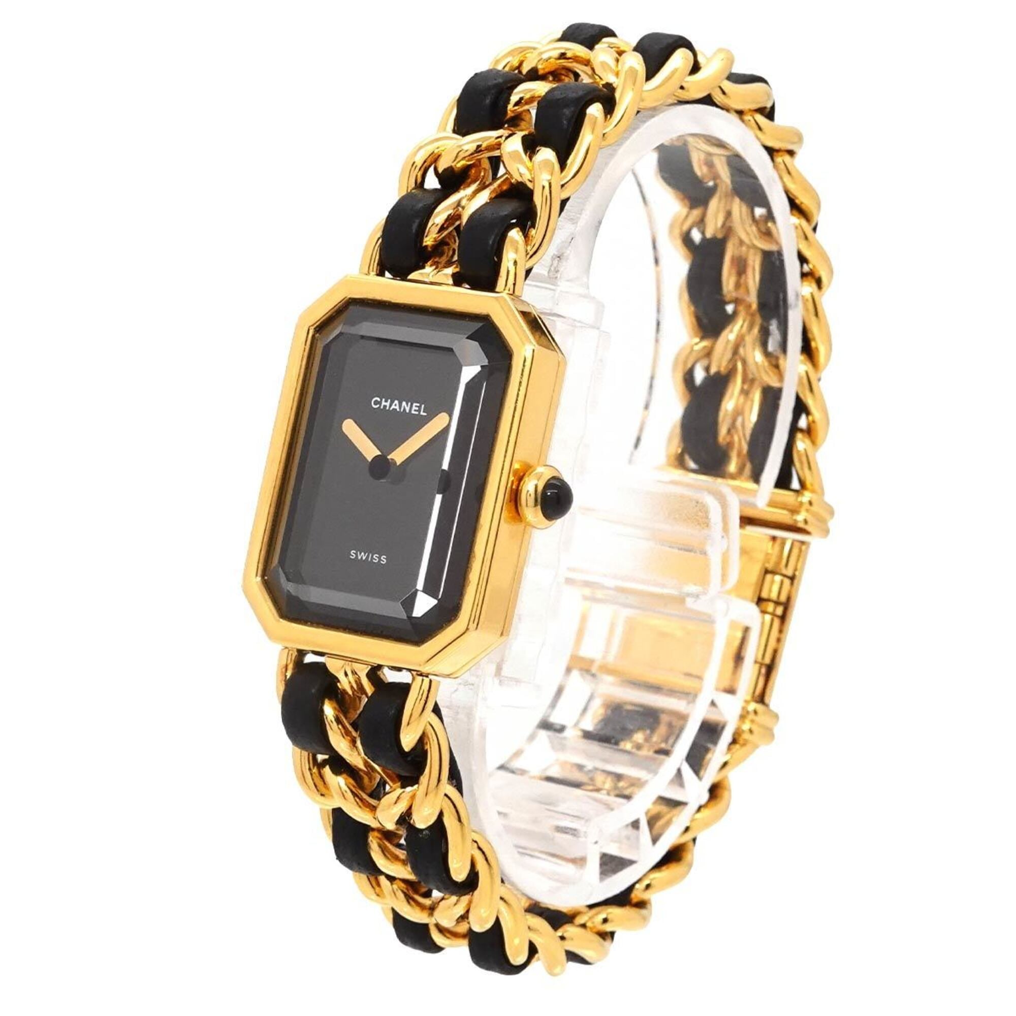 Chanel Premiere Large Size H0001 Women's Watch Black Gold Quartz