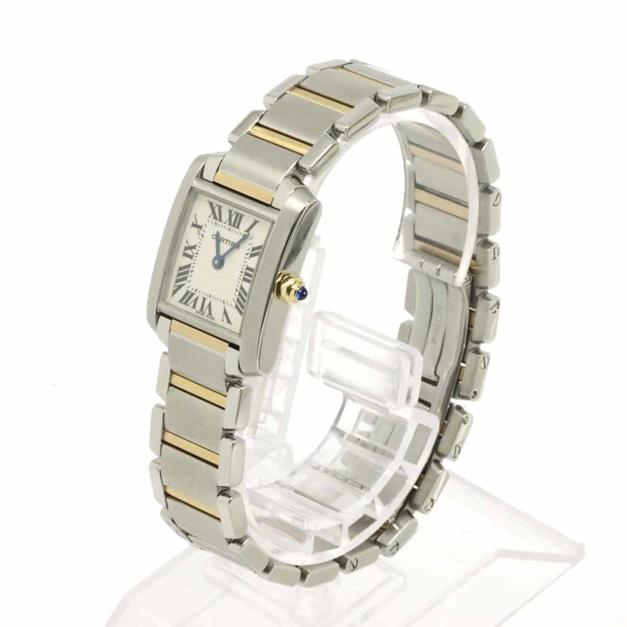 Cartier Tank Francaise SM Two-Tone W51007Q4 Wo Ivory 18K Yellow Gold Quartz