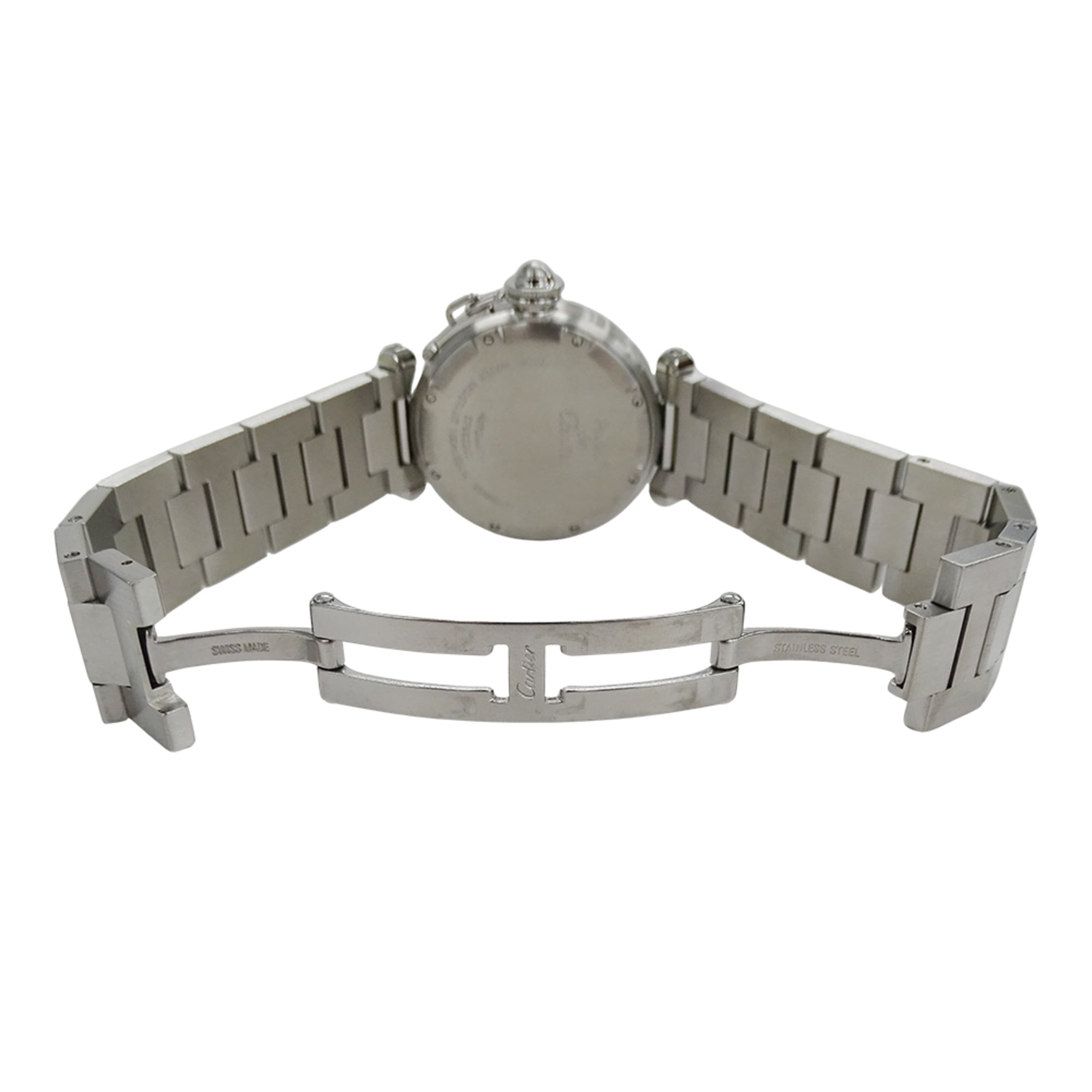 Cartier Pasha C Date automatisch horloge voor jongens, roestvrij staal (SS) W31043M7, zilver/zwart.