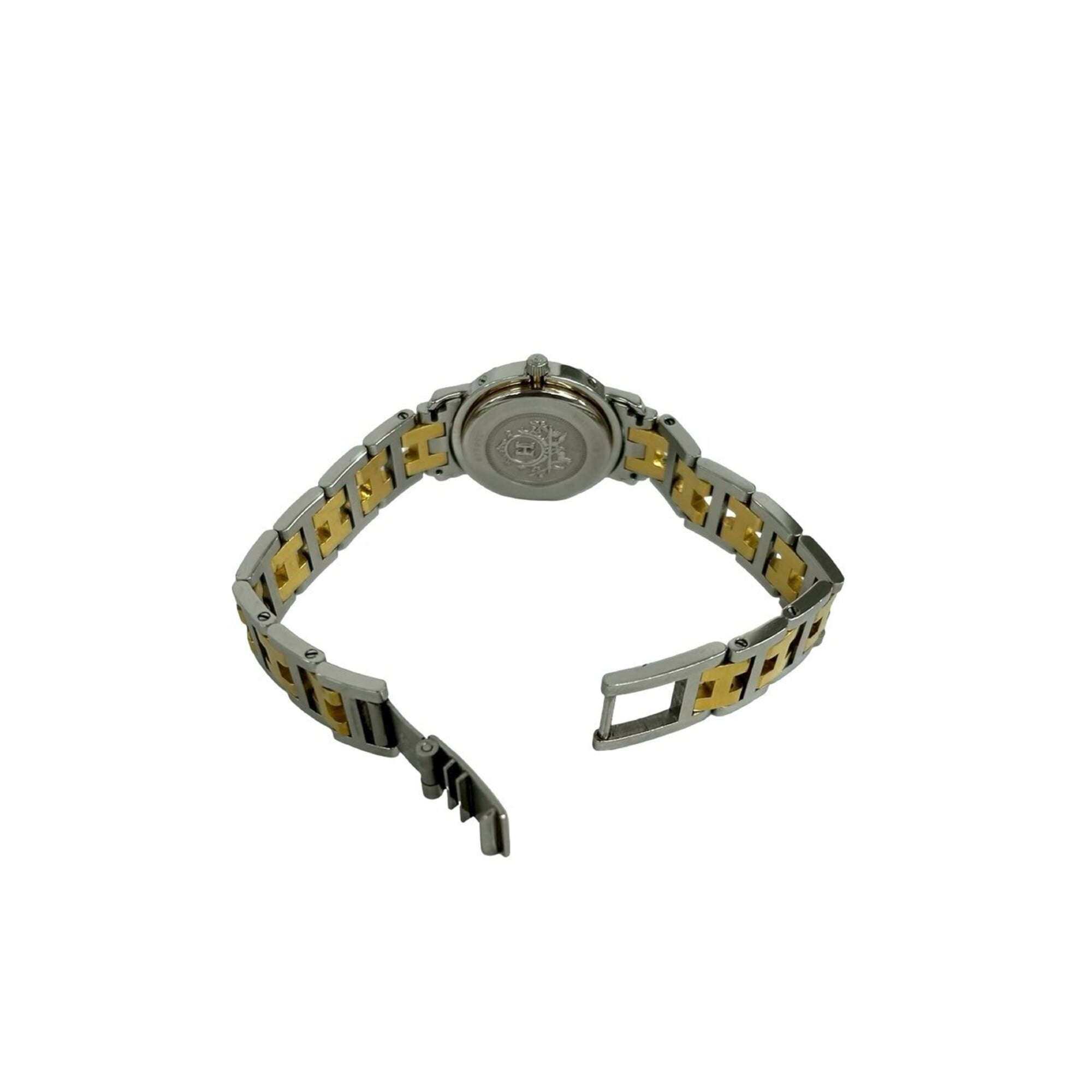 HERMES Vintage Clipper Stainless Steel GP Quartz Wristwatch, Silver/Gold, 32150