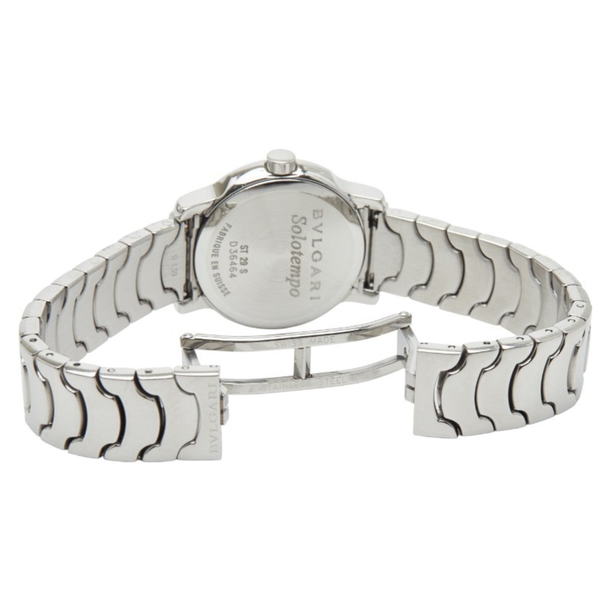 Bvlgari Solotempo ST29S quartzhorloge met zwarte wijzerplaat en roestvrij staal, damesmodel