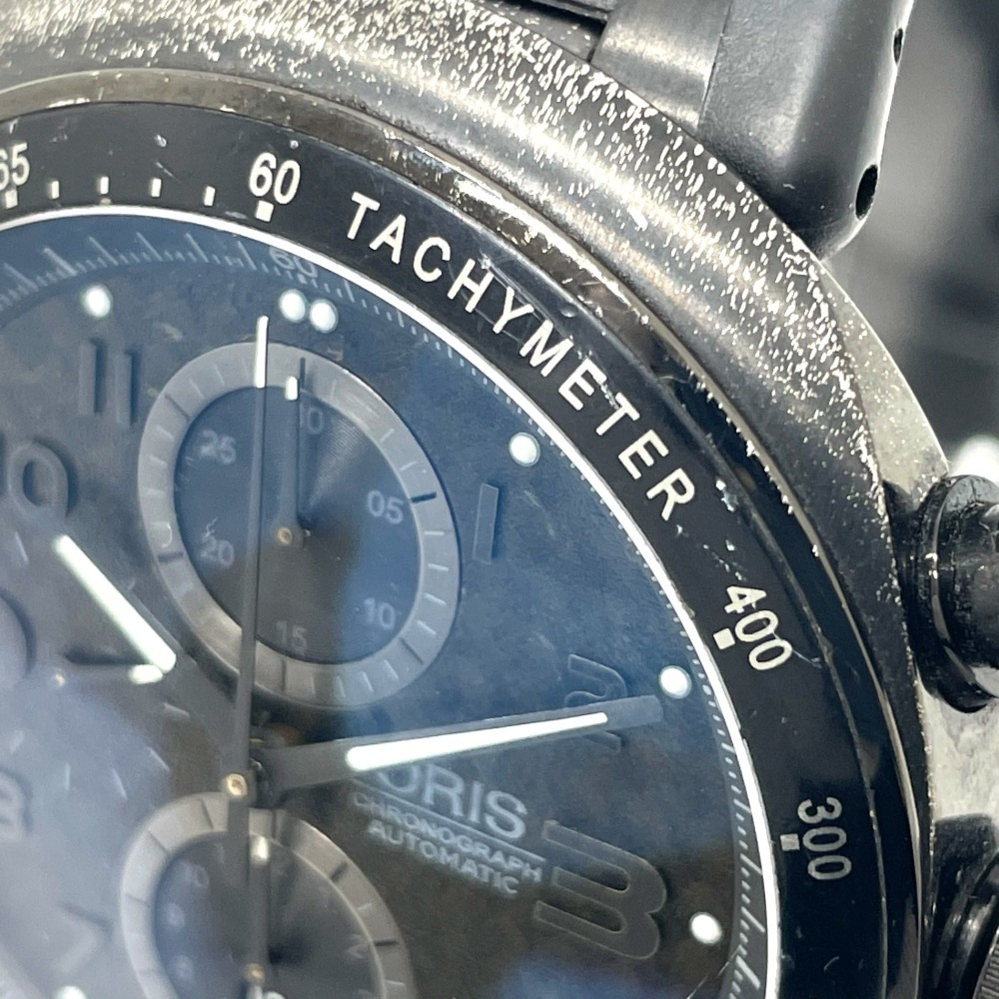 ORIS 7611 Chronograph TT3 Chronograph Schwarz Automatikikuhr mit Titan-/Kautschukarmband, Herren, Schwarz