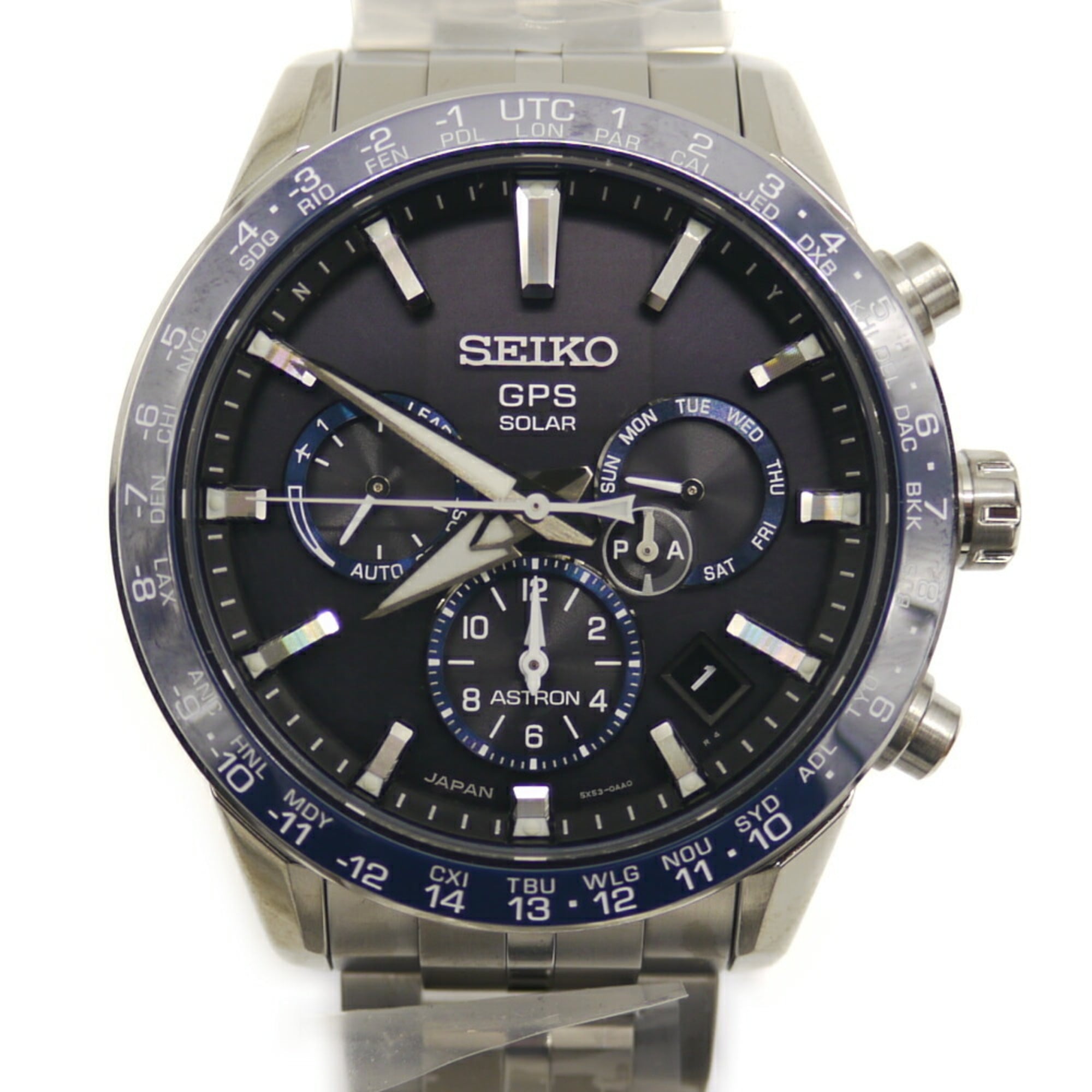 Seiko Astron SBXC001 5X53 Solar GPS Satellite Radio Wave Correction Titanium Black Dial Watch