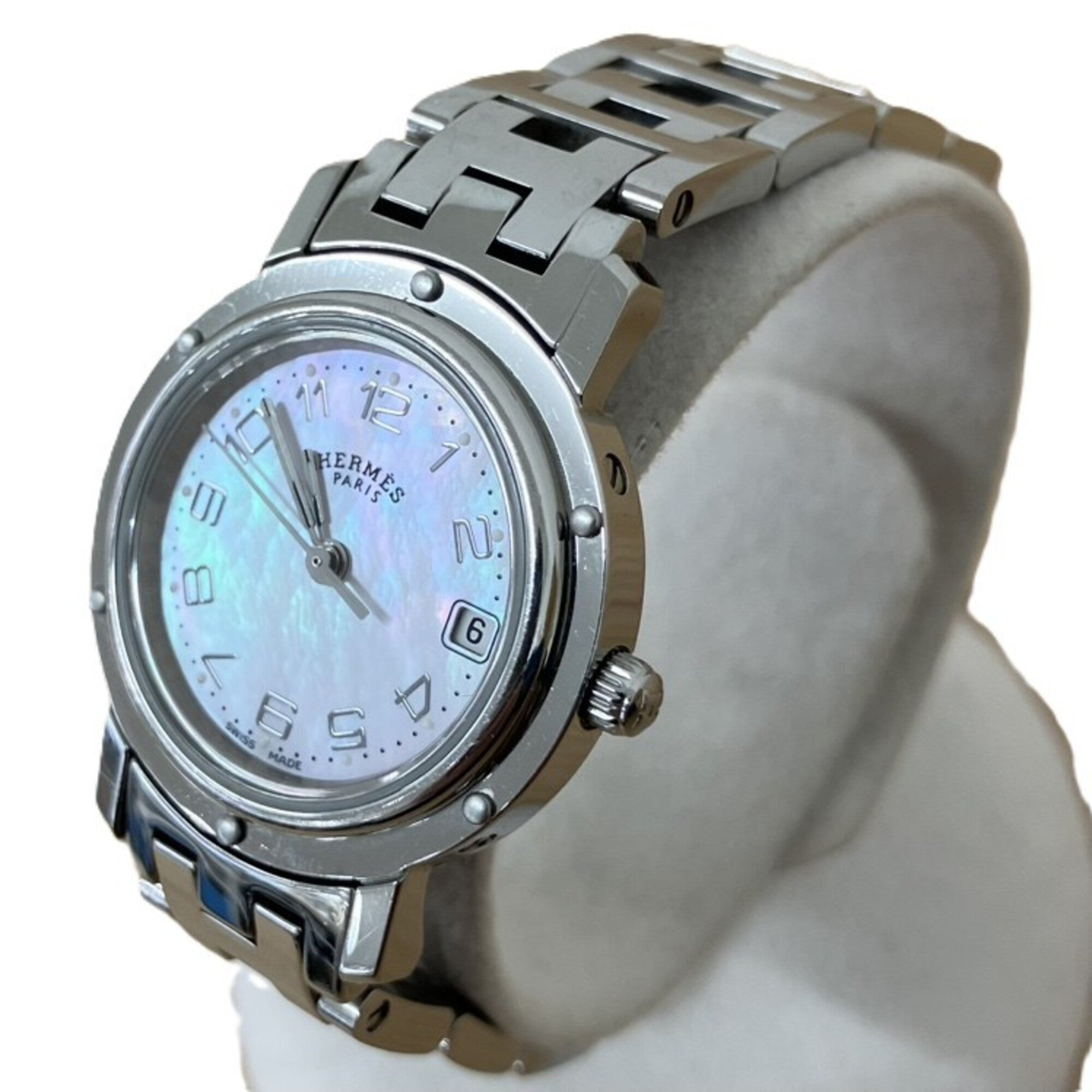 Hermes Clipper Nacre Pink Mother-of-Pearl Watch CL4.210