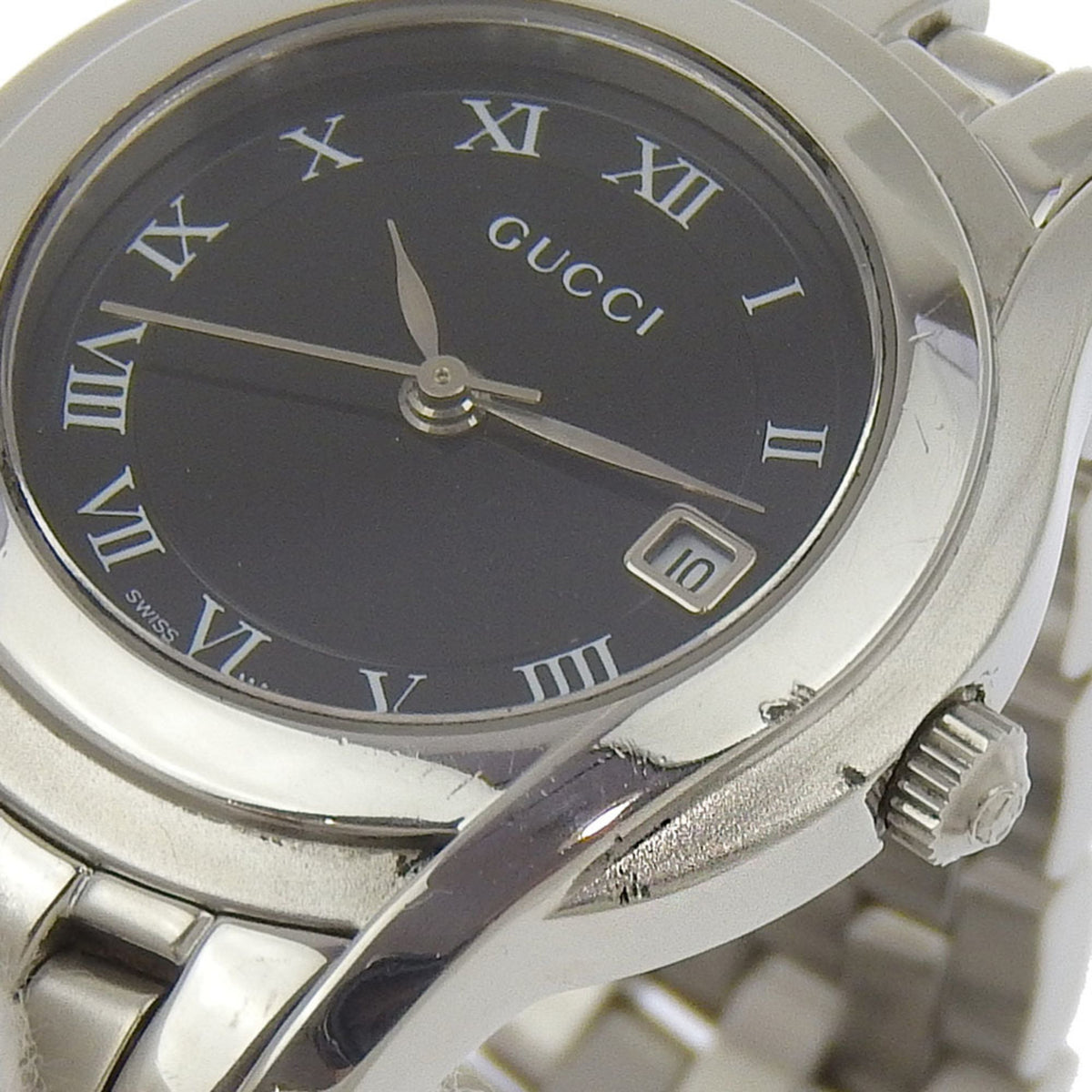 Gucci GUCCI Watch 5500L Stainless Steel Quartz Analog Display Black Dial Women's