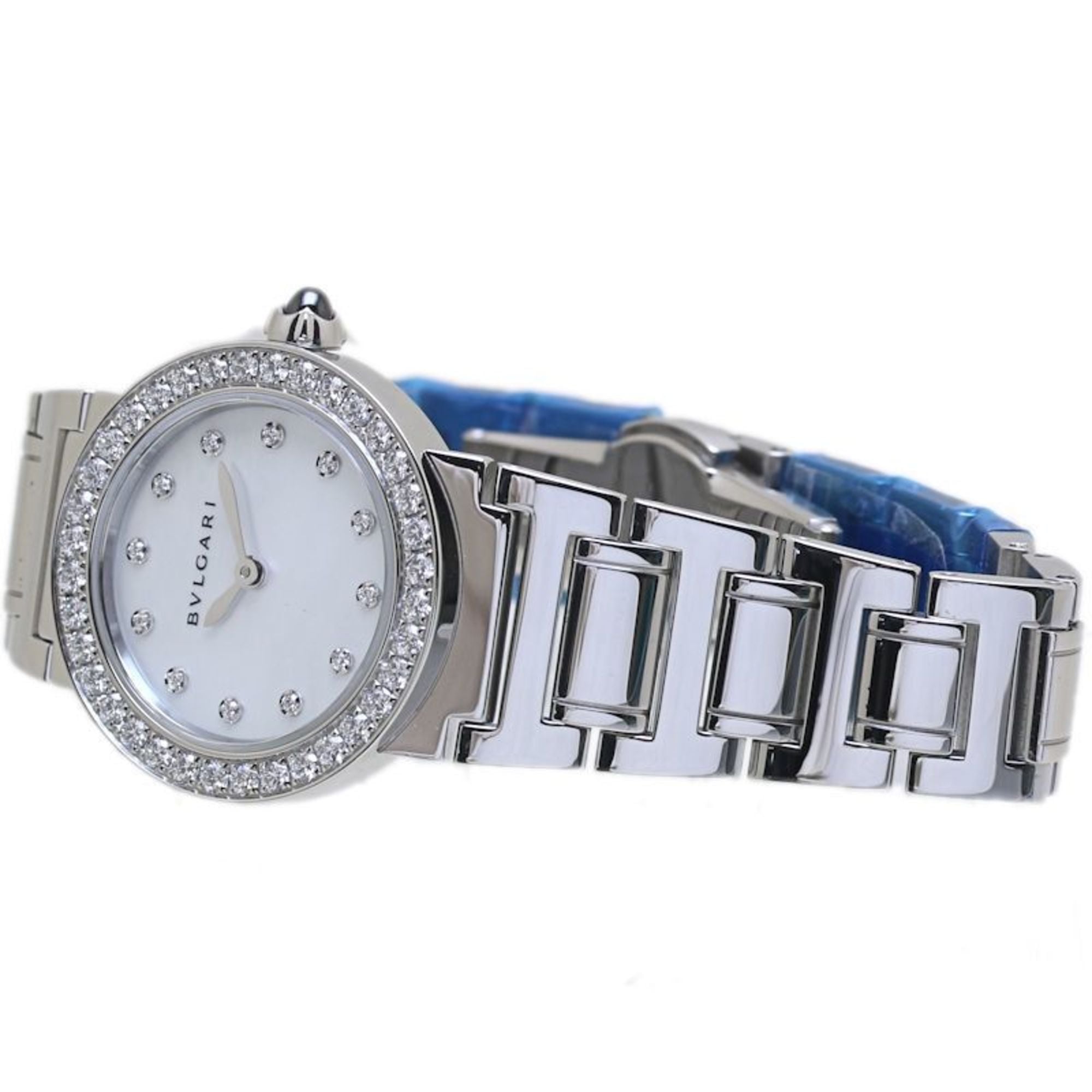 BVLGARI Damenuhr aus Edelstahl mit Lünette mit 12 Diamanten (BBL26WSDS BBL26S 102374) 40086