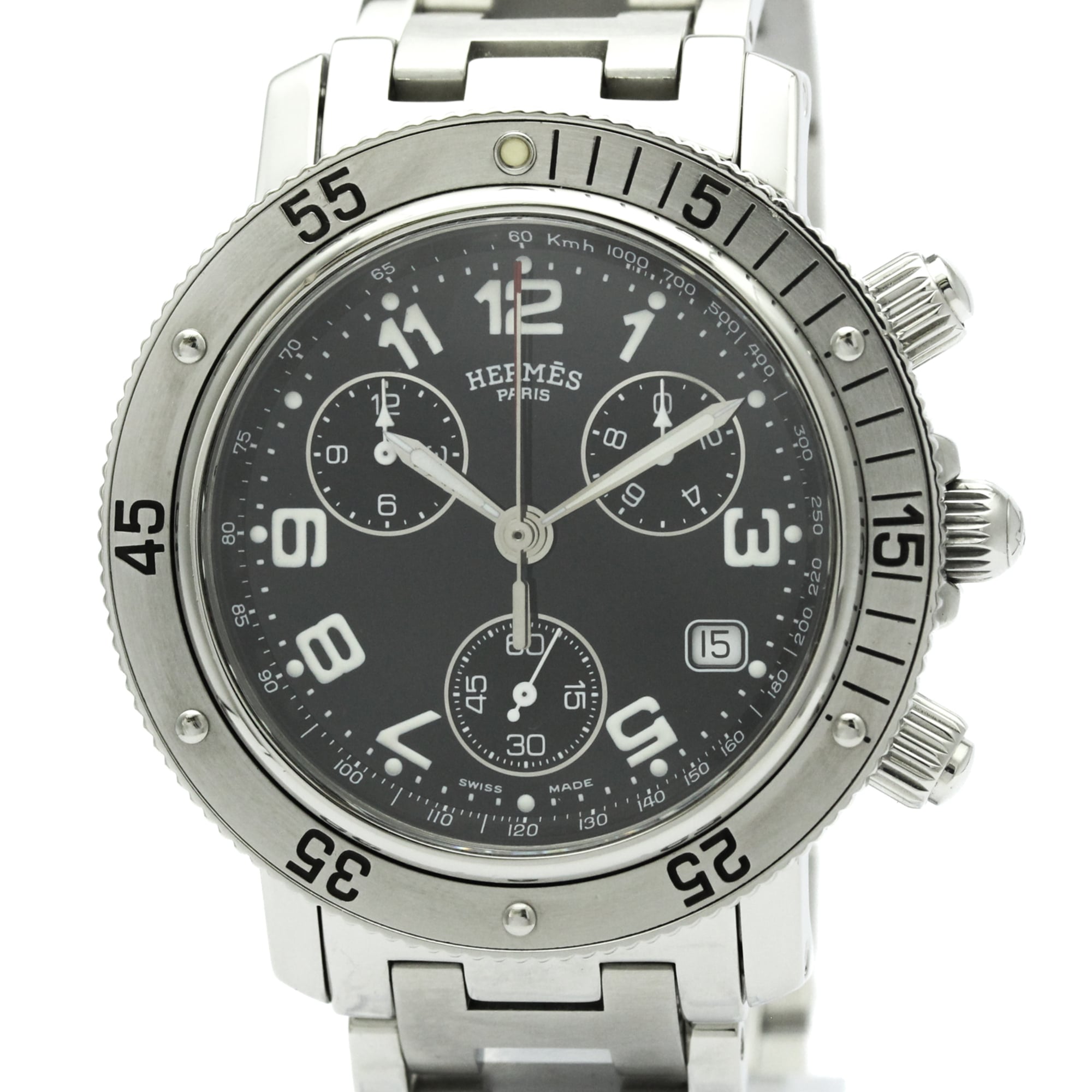 Hermes Clipper CL2.910 Black Dial Stainless steel 40mm Watch