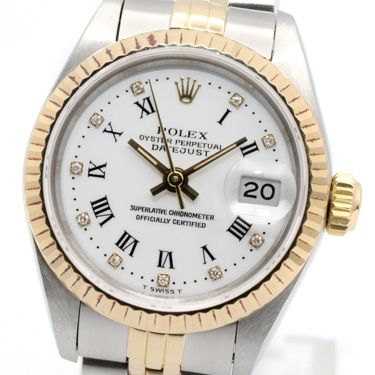Rolex Datejust 10P Diamond Serial No. 96 18K ( 69173G White Dial 26mm Watch