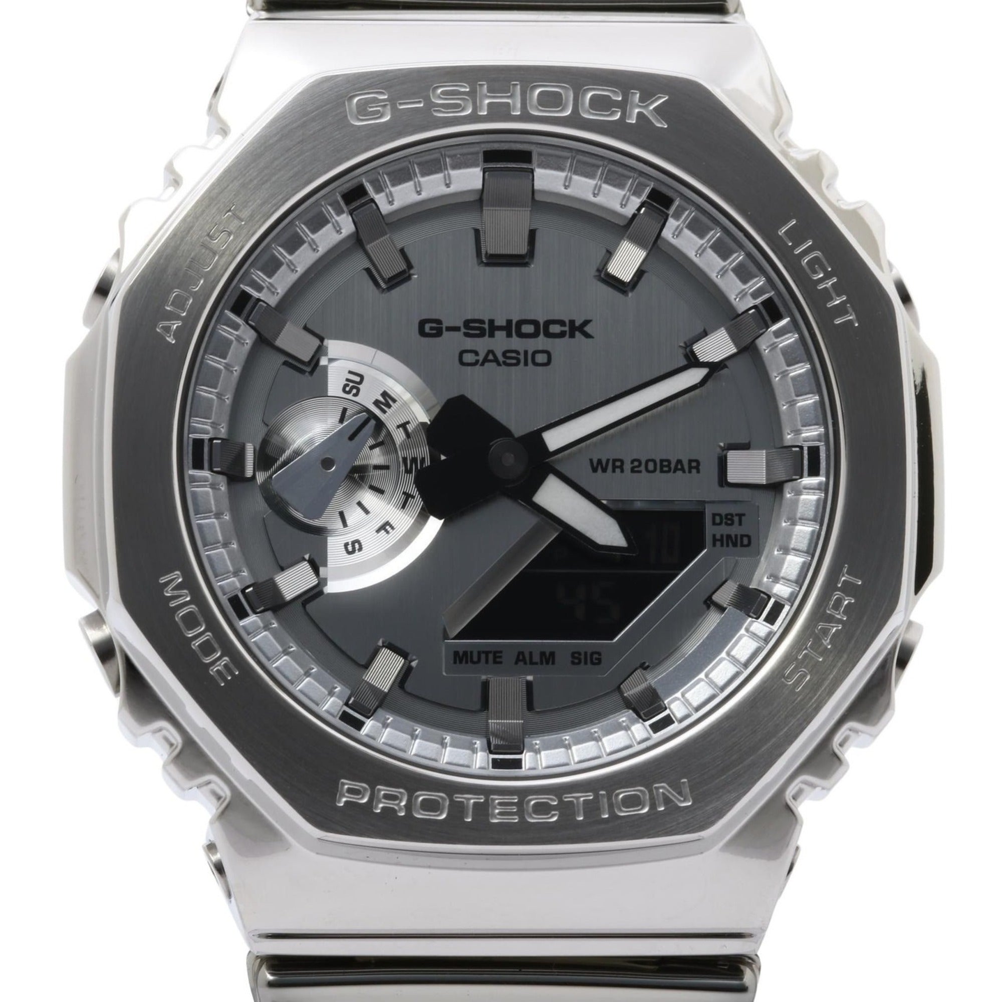 CASIO GSHOCK FINE METALLIC SERIES ANALOG DIGITAL 2100 Series Wristwatch GM2100YM8AJF Silver Resin Stainless Steel Men's